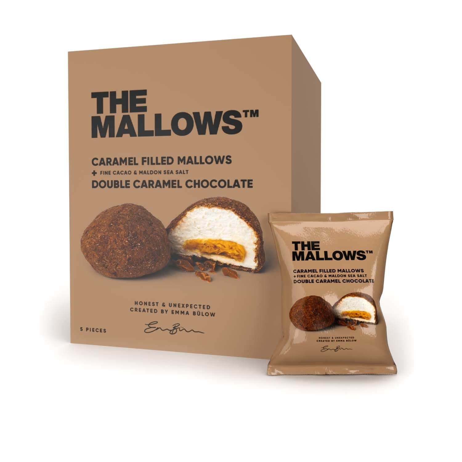 The Mallows Marshmallows With Caramel Filling & Chocolate Double Caramel Chocolate, 90g