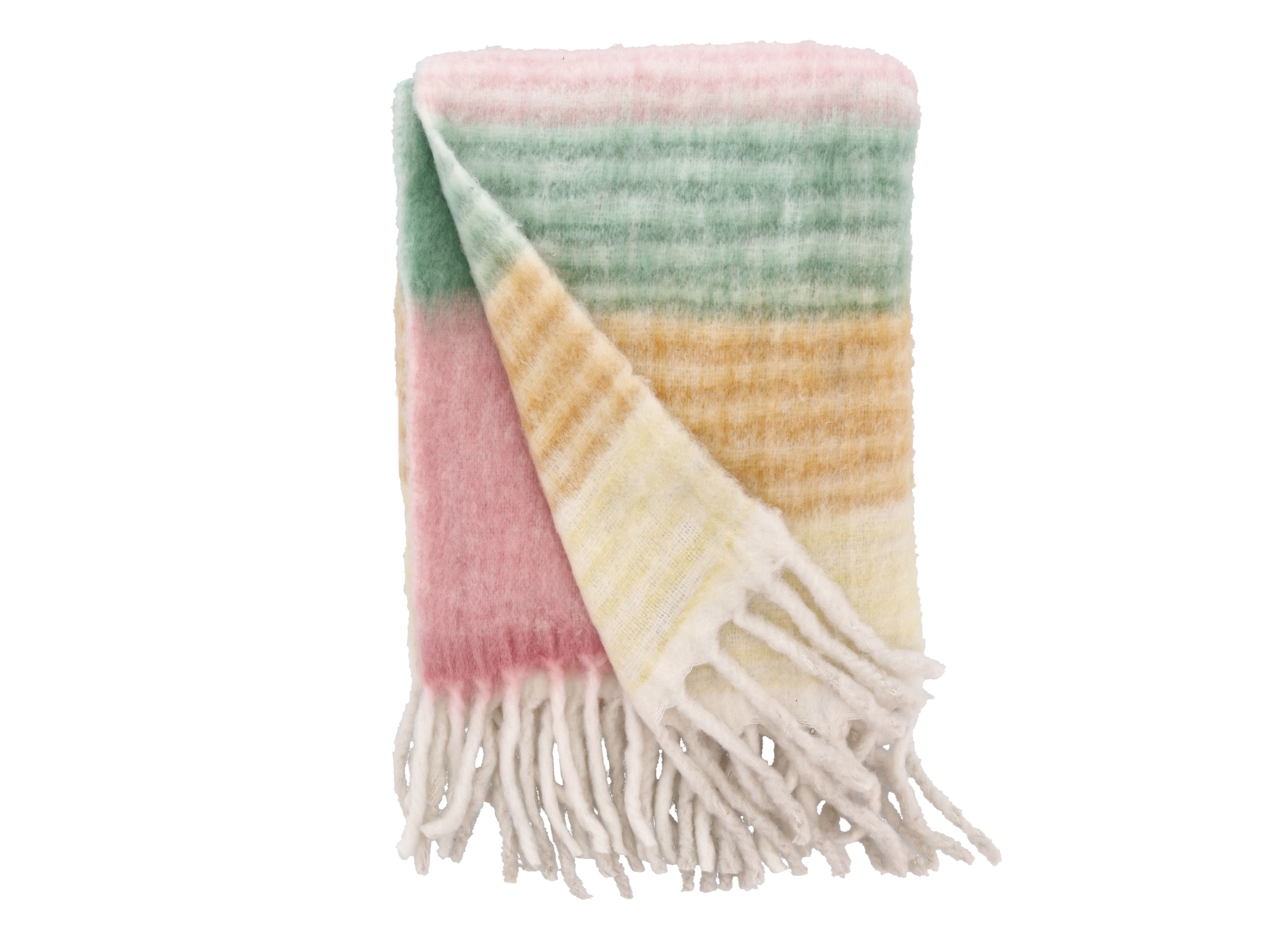 Villa Collection Styles Blanket, Pink/Green/Brown/Yellow