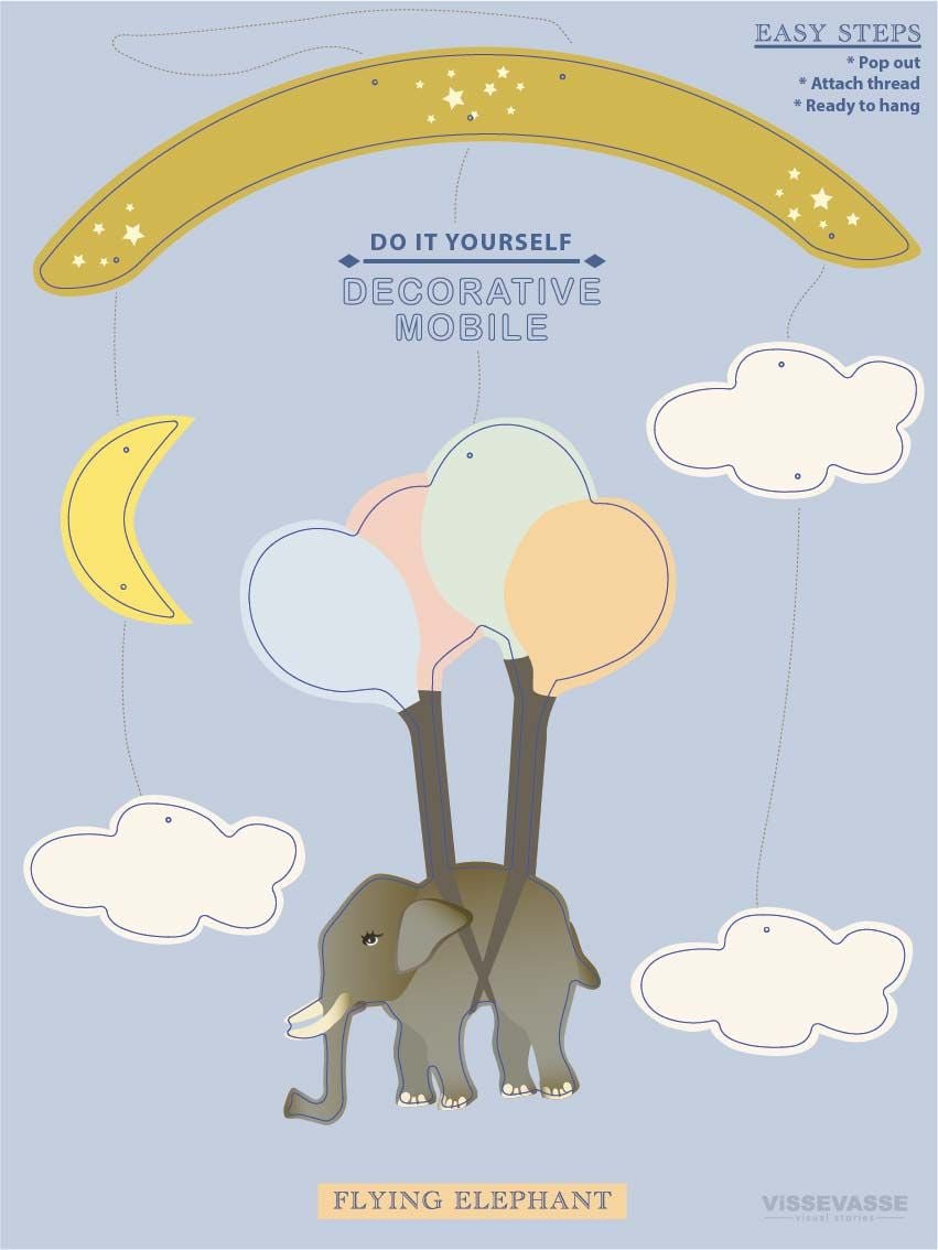 Vissevasse Flying Elephant Decorative Mobile