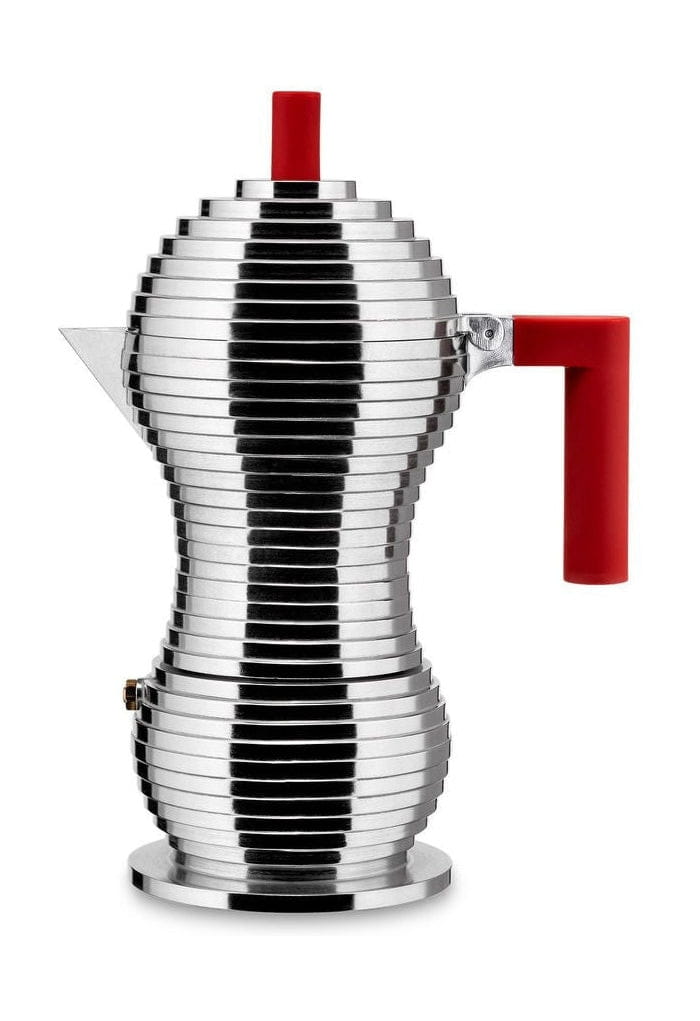 [product_category]-Alessi Pulcina Induction Espresso Maker 6 Cups, Aluminium/Red-Alessi-8003299412679-MDL02/6RFM-ALE-1