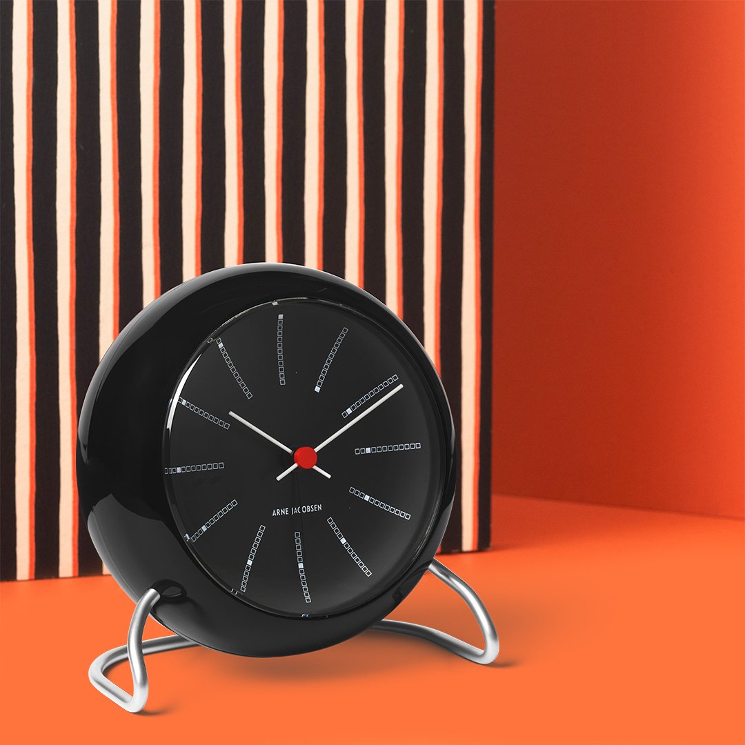 [product_category]-Arne Jacobsen Bankers Table Clock ø11 Cm, Black-Arne Jacobsen-5709513436805-43680-ARN-2