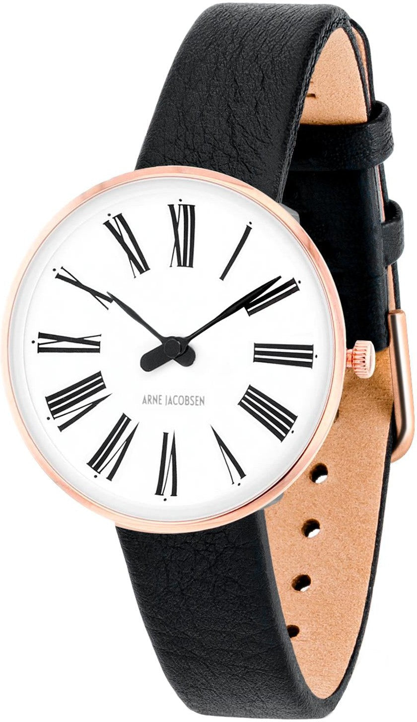 [product_category]-Arne Jacobsen Roman Watch ø30, Rosé/Black-Arne Jacobsen Watches-5712799016623-3953315 / 53315-1401rp-ARN-1