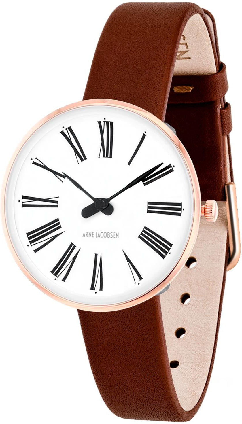 [product_category]-Arne Jacobsen Roman Wristwatch ø30, Rosé/Brown-Arne Jacobsen Watches-5712799018108-3953315br / 53315-1407rp-ARN-1
