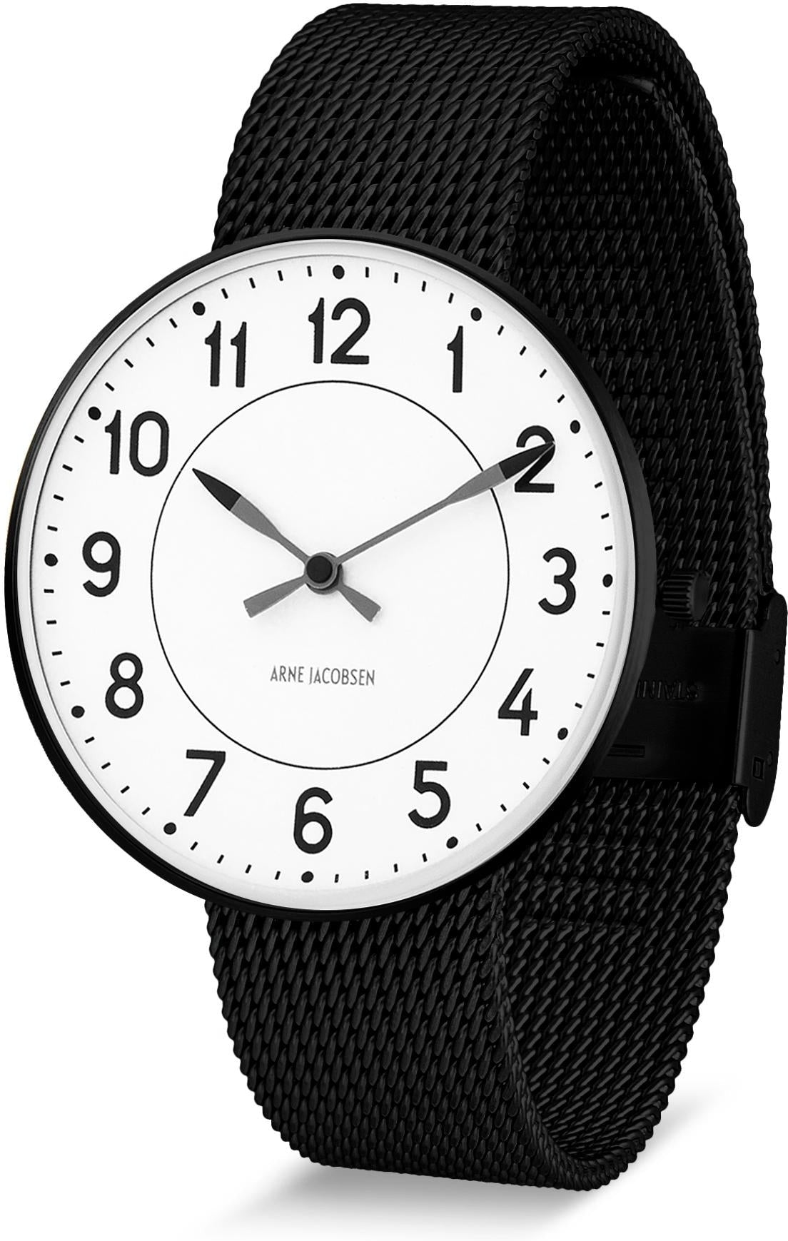 [product_category]-Arne Jacobsen Station Wristwatch ø40, Black/Black Mesh-Arne Jacobsen Watches-5712799018320-3953412mb / 53412-2010-ARN-1