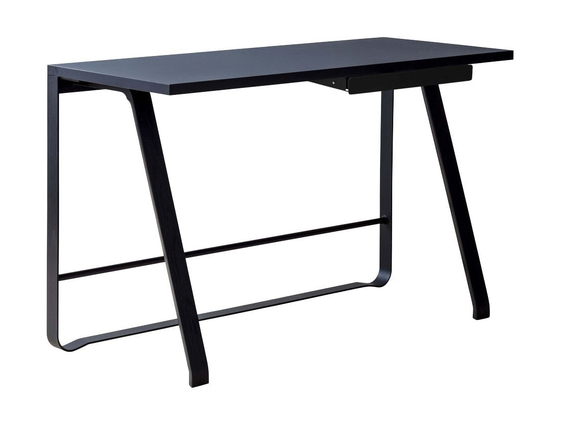 [product_category]-Bent Hansen Hemingway Desk With Drawer L 120 Cm, Black Lacquered Beech/Smokey Blue Linoleum-Bent Hansen-5715457011138-130322WDU-BEN-1