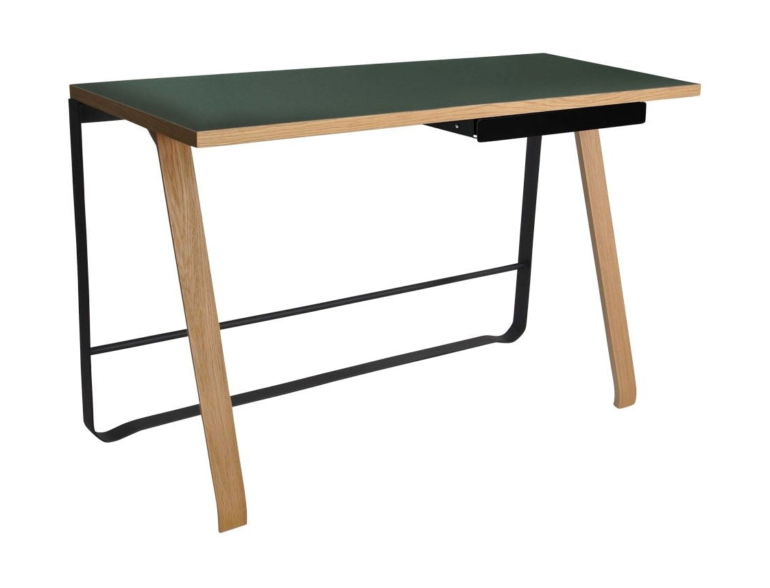 [product_category]-Bent Hansen Hemingway Desk With Drawer L 120 Cm, Matte Lacquered Oak/Conifer Green Linoleum-Bent Hansen-5715457011015-130411WDU-BEN-1