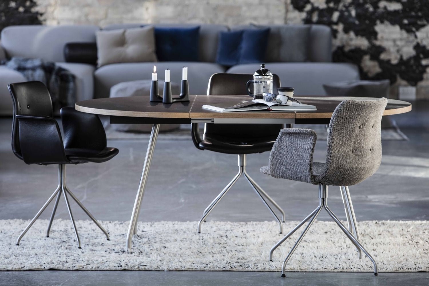 [product_category]-Bent Hansen Primum Table, Table Legs In Black Powder Coated Steel/Countertop In Black Linoleum-Bent Hansen-5715457331991-32BLI572U-BEN-4