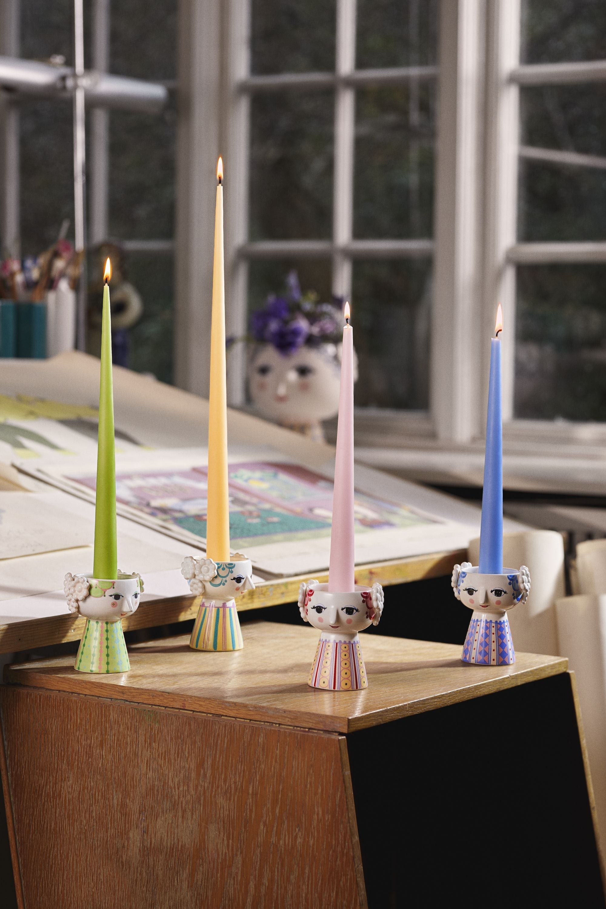 [product_category]-Bjørn Wiinblad Eva Candle Holder H9.5 Cm, Blue-Bjørn Wiinblad-5709513565512-56551-BJO-11