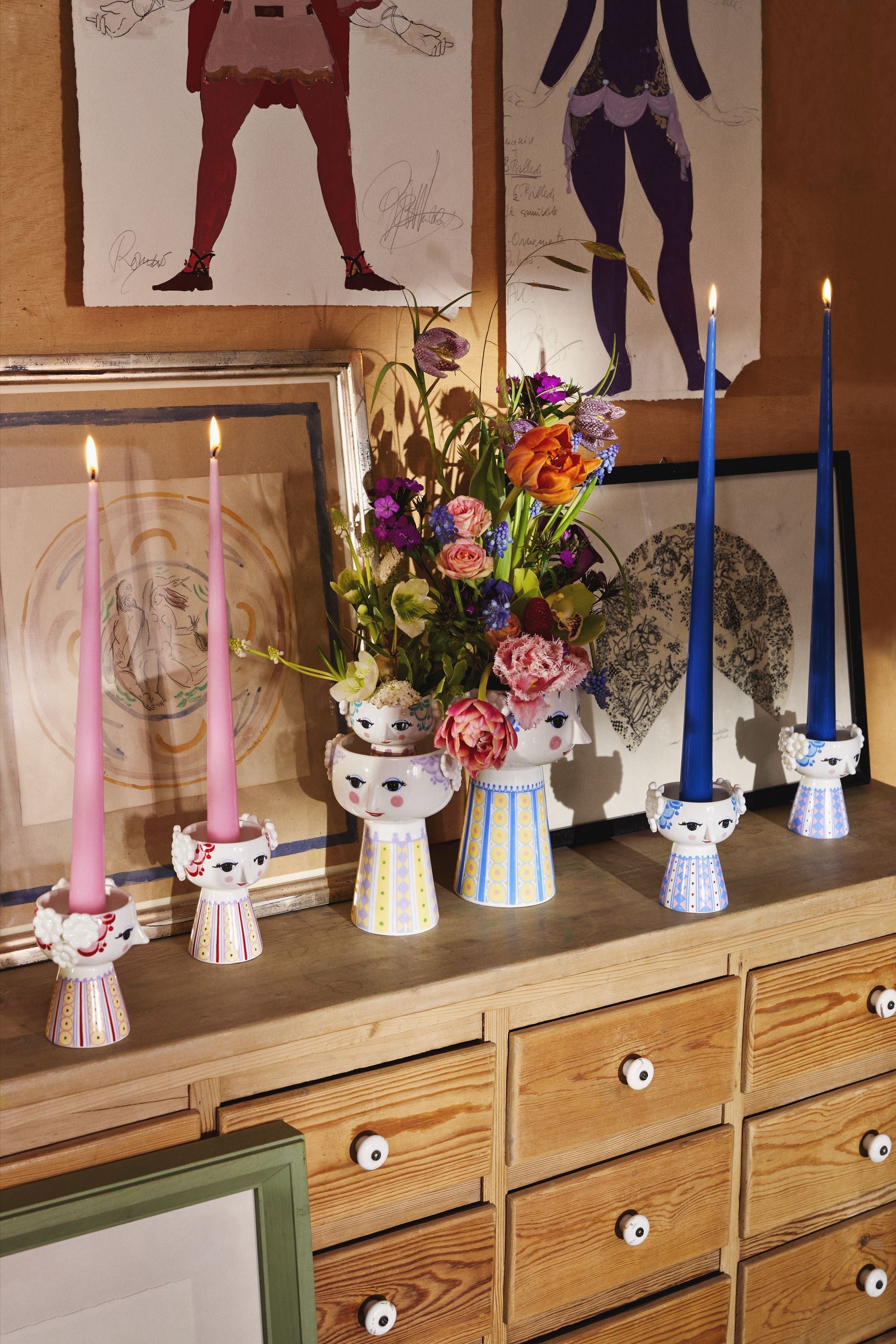 [product_category]-Bjørn Wiinblad Eva Candle Holder H9.5 Cm, Lavender-Bjørn Wiinblad-5709513565505-56550-BJO-14