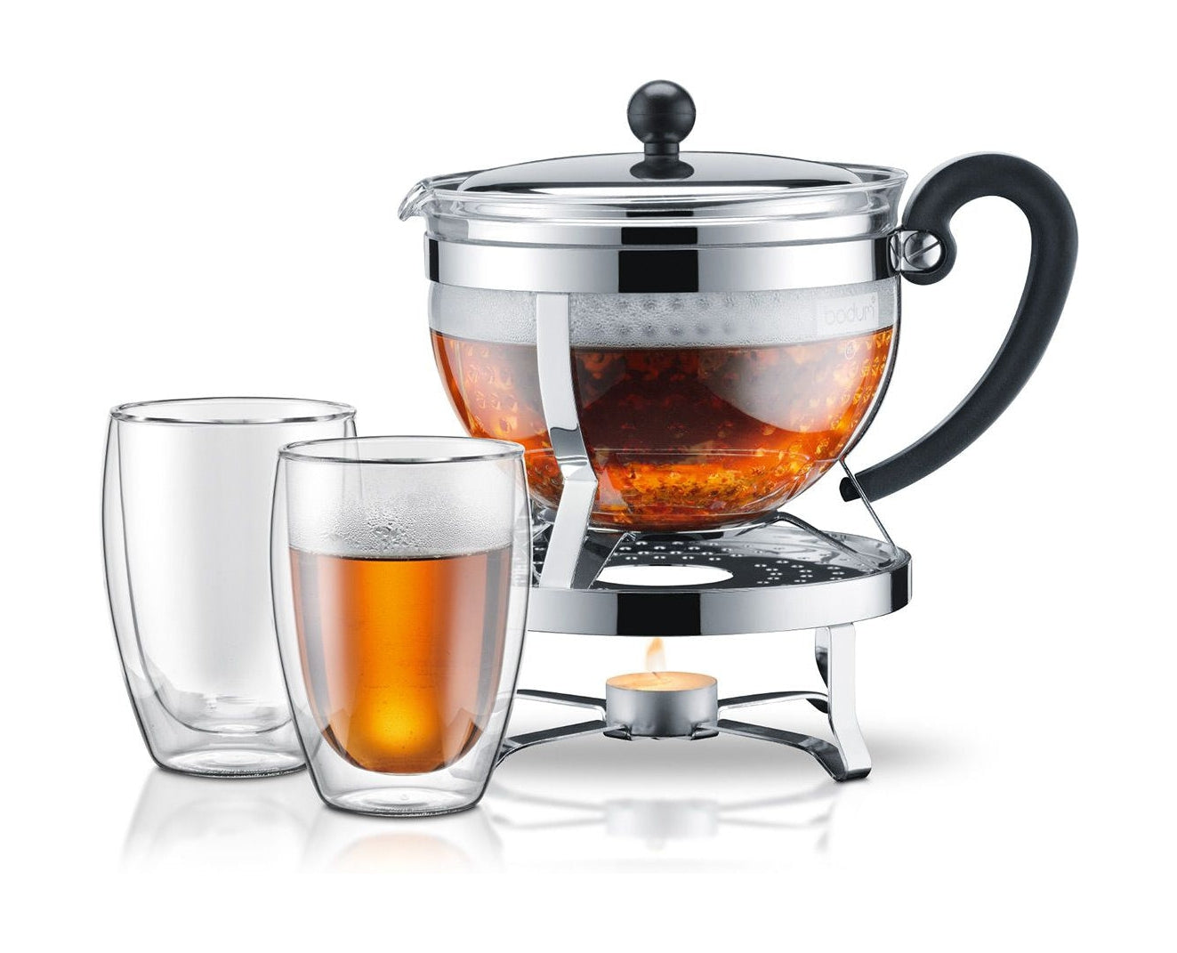 [product_category]-Bodum Chambord Set Tea Maker With Plastic Filter With Rechaud And 2 Double Walled Jars Chrome, 2 Pcs.-Bodum-699965345884-K11143-16-1-BOD-1