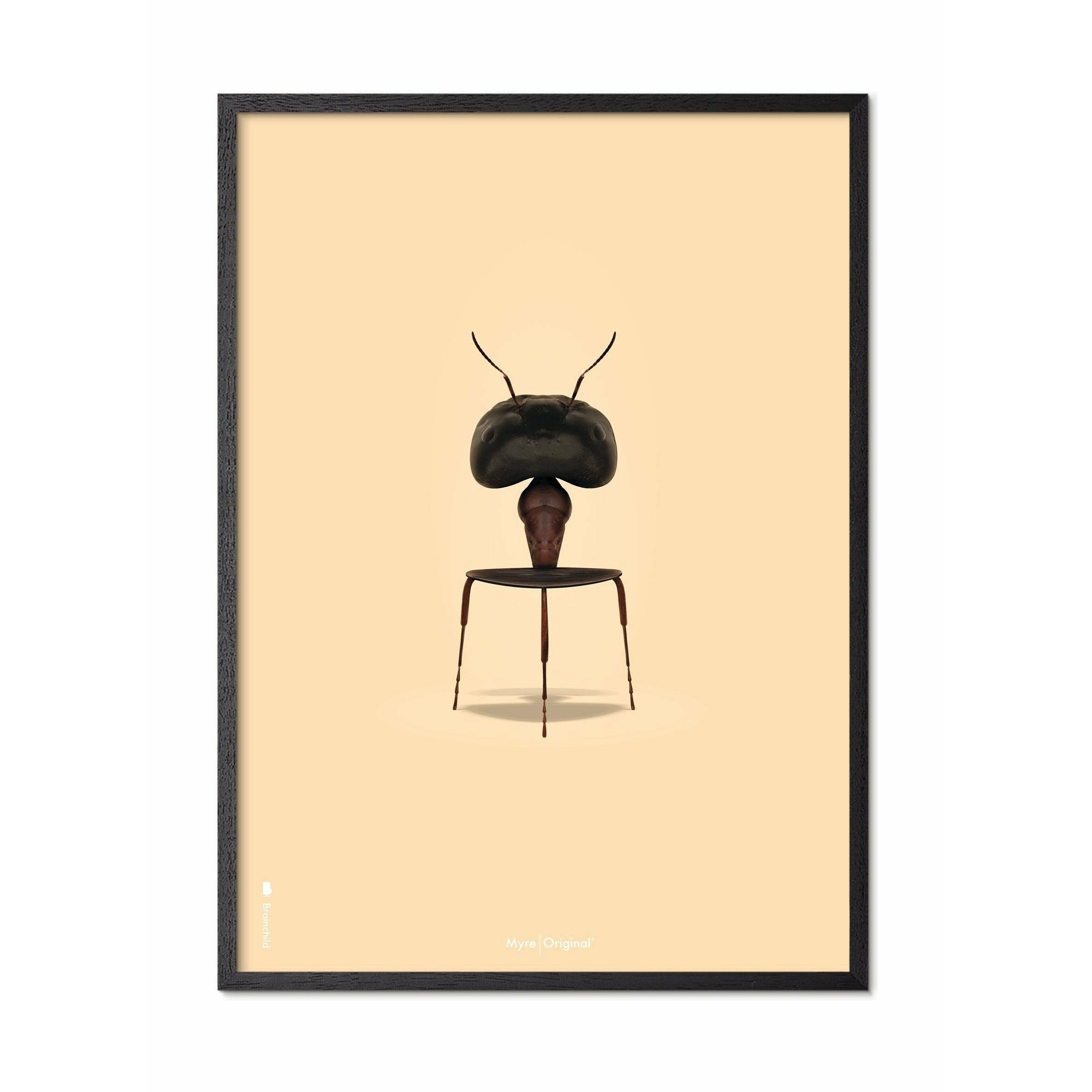 [product_category]-Brainchild Ant Classic Poster, Frame In Black Lacquered Wood 30x40 Cm, Sand Colored Background-Brainchild-42002-C-BRA-1