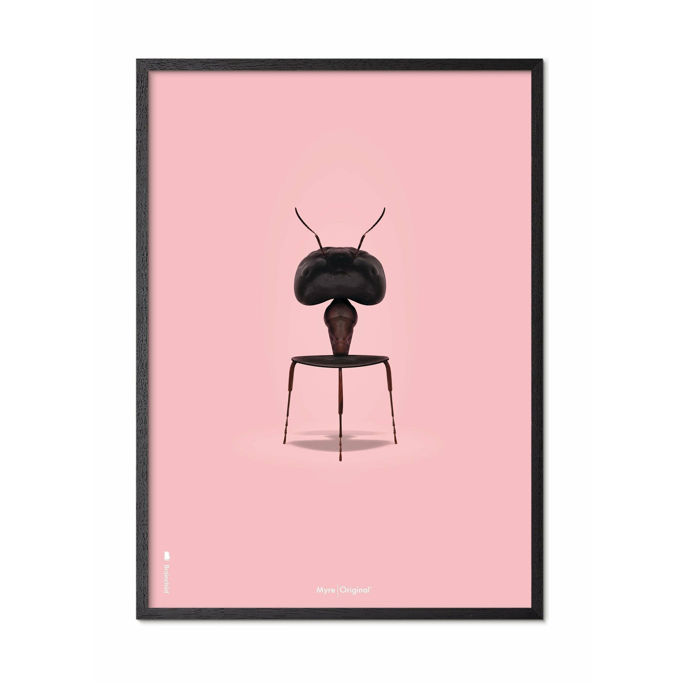 [product_category]-Brainchild Ant Classic Poster, Frame In Black Lacquered Wood 50x70 Cm, Pink Background-Brainchild-43003-C-BRA-1