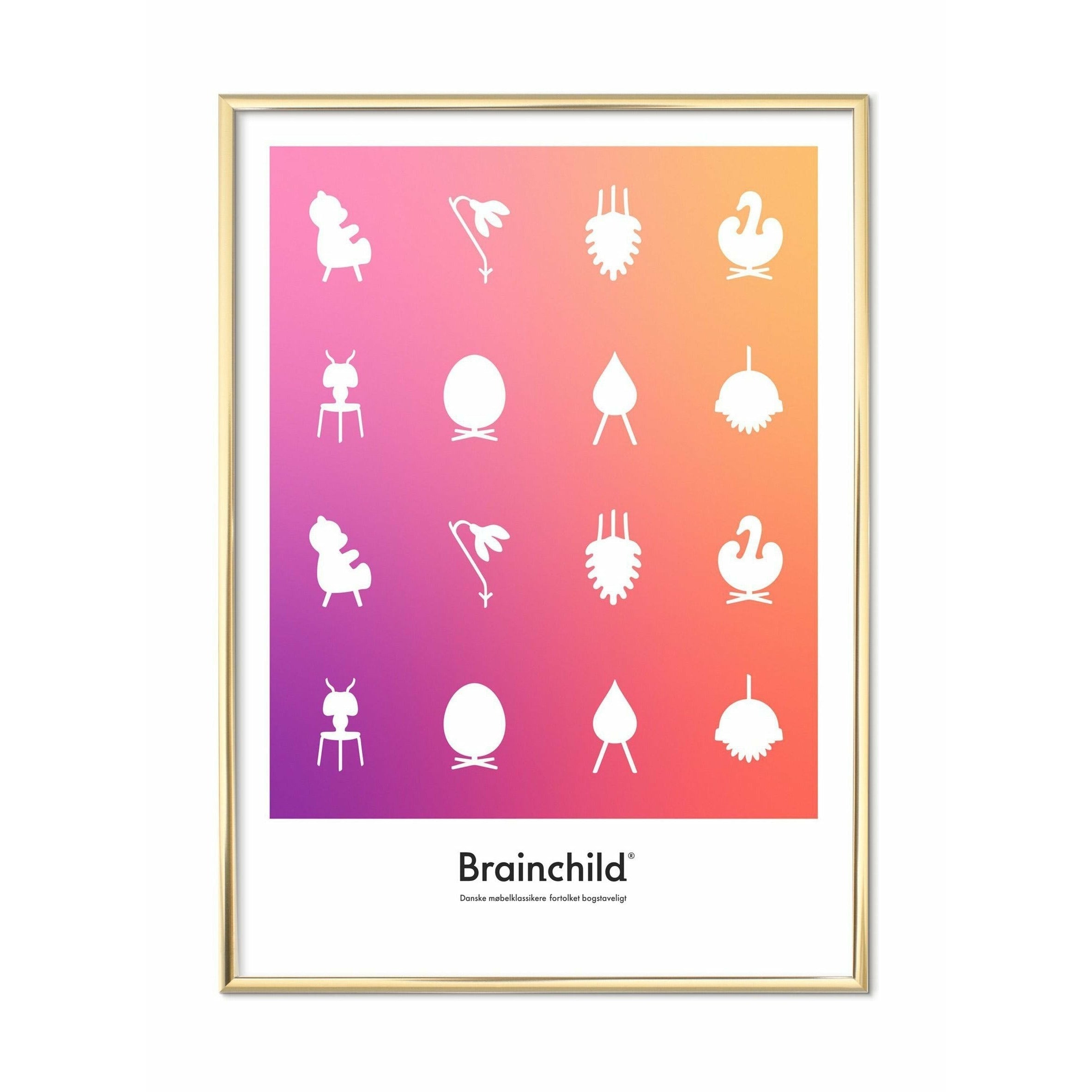 [product_category]-Brainchild Design Icon Poster, Brass Colored Frame A5, Color-Brainchild-IF-00001-D-BRA-1