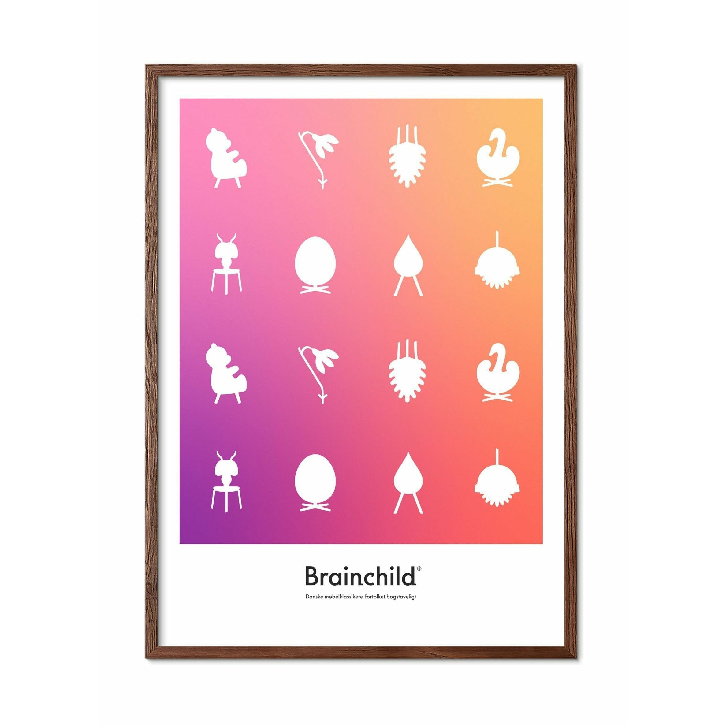 [product_category]-Brainchild Design Icon Poster, Dark Wood Frame A5, Colour-Brainchild-IF-00001-B-BRA-1