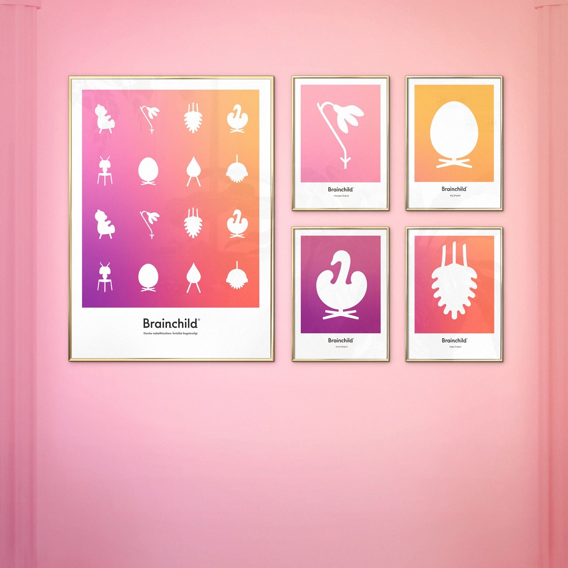 [product_category]-Brainchild Design Icon Poster, Dark Wood Frame A5, Colour-Brainchild-IF-00001-B-BRA-4