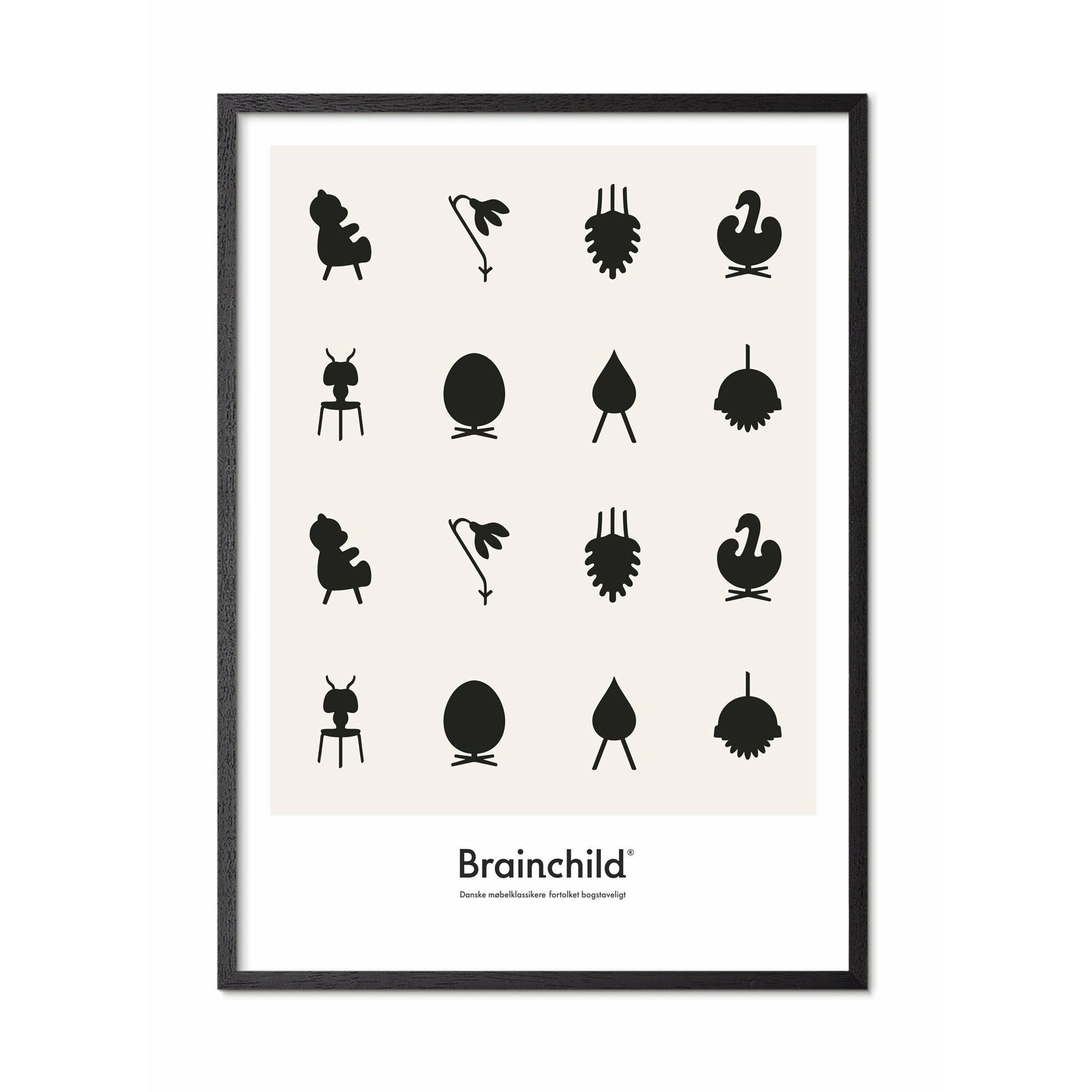 [product_category]-Brainchild Design Icon Poster, Frame Made Of Black Lacquered Wood 70 X100 Cm, Grey-Brainchild-IG-00004-C-BRA-1