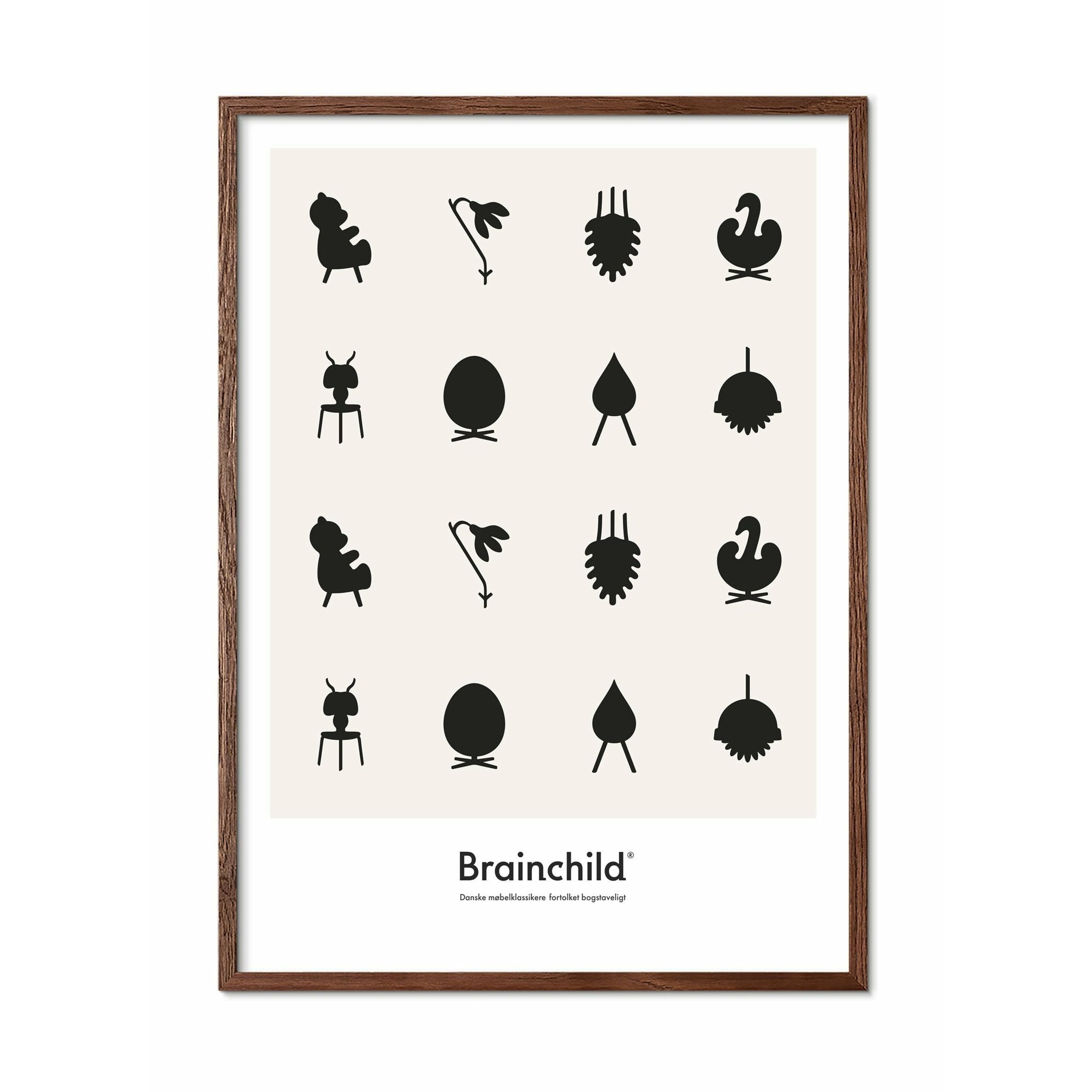 [product_category]-Brainchild Design Icon Poster, Frame Made Of Dark Wood 30 X40 Cm, Grey-Brainchild-IG-00002-B-BRA-1