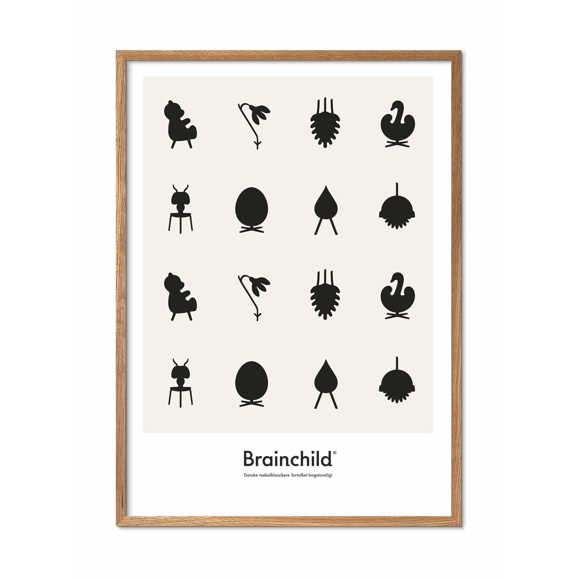 [product_category]-Brainchild Design Icon Poster, Frame Made Of Light Wood A5, Grey-Brainchild-IG-00001-A-BRA-1