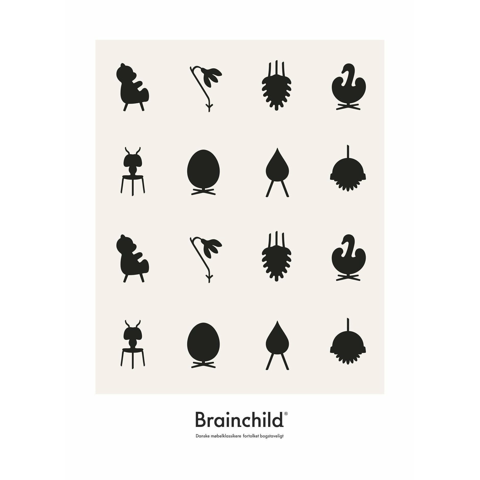 [product_category]-Brainchild Design Icon Poster Without Frame 30 X40 Cm, Grey-Brainchild-IG-00002-BRA-1