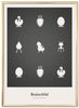 Brass Design Design Icons plakát mosazný rám A5 tmavě šedá