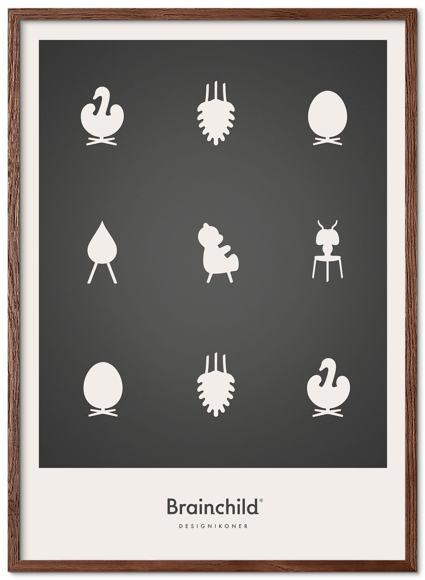 [product_category]-Brainchild Design Icons Poster Frame Made Of Dark Wood 30x40 Cm, Dark Grey-Brainchild-IM-00002-B-BRA-1