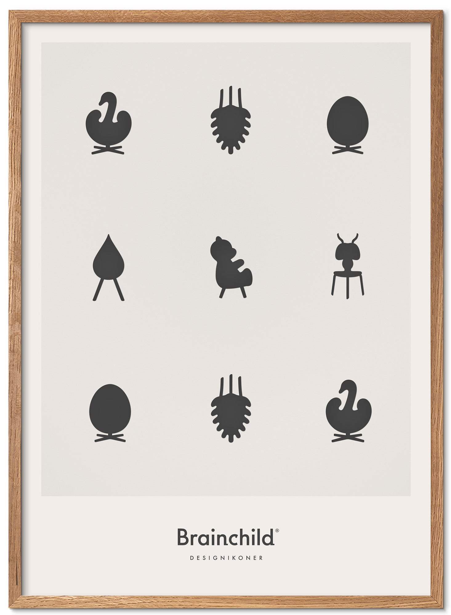[product_category]-Brainchild Design Icons Poster Frame Made Of Light Wood 70x100 Cm, Light Grey-Brainchild-IL-00004-A-BRA-1
