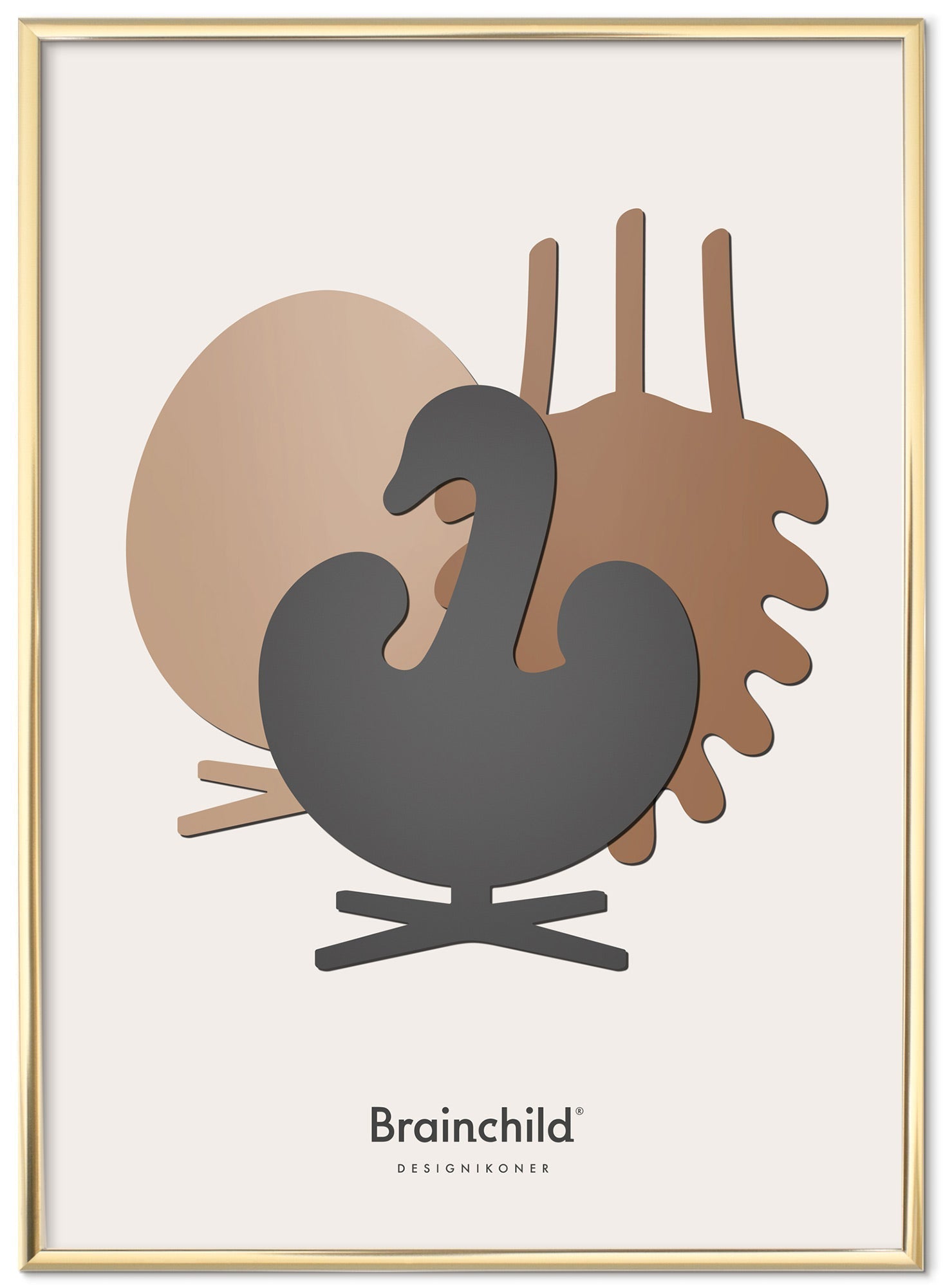 [product_category]-Brainchild Design Icons Poster Symphony Brass Frame 70x100 Cm, Light Grey-Brainchild-DL-00004-D-BRA-1