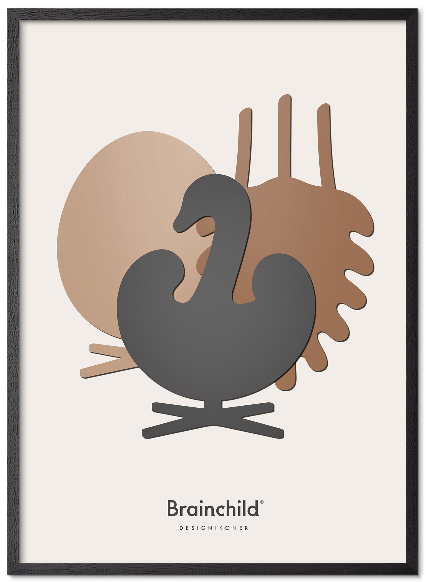 [product_category]-Brainchild Design Icons Poster Symphony Frame In Black Lacquered Wood A5, Light Grey-Brainchild-DL-00001-C-BRA-1