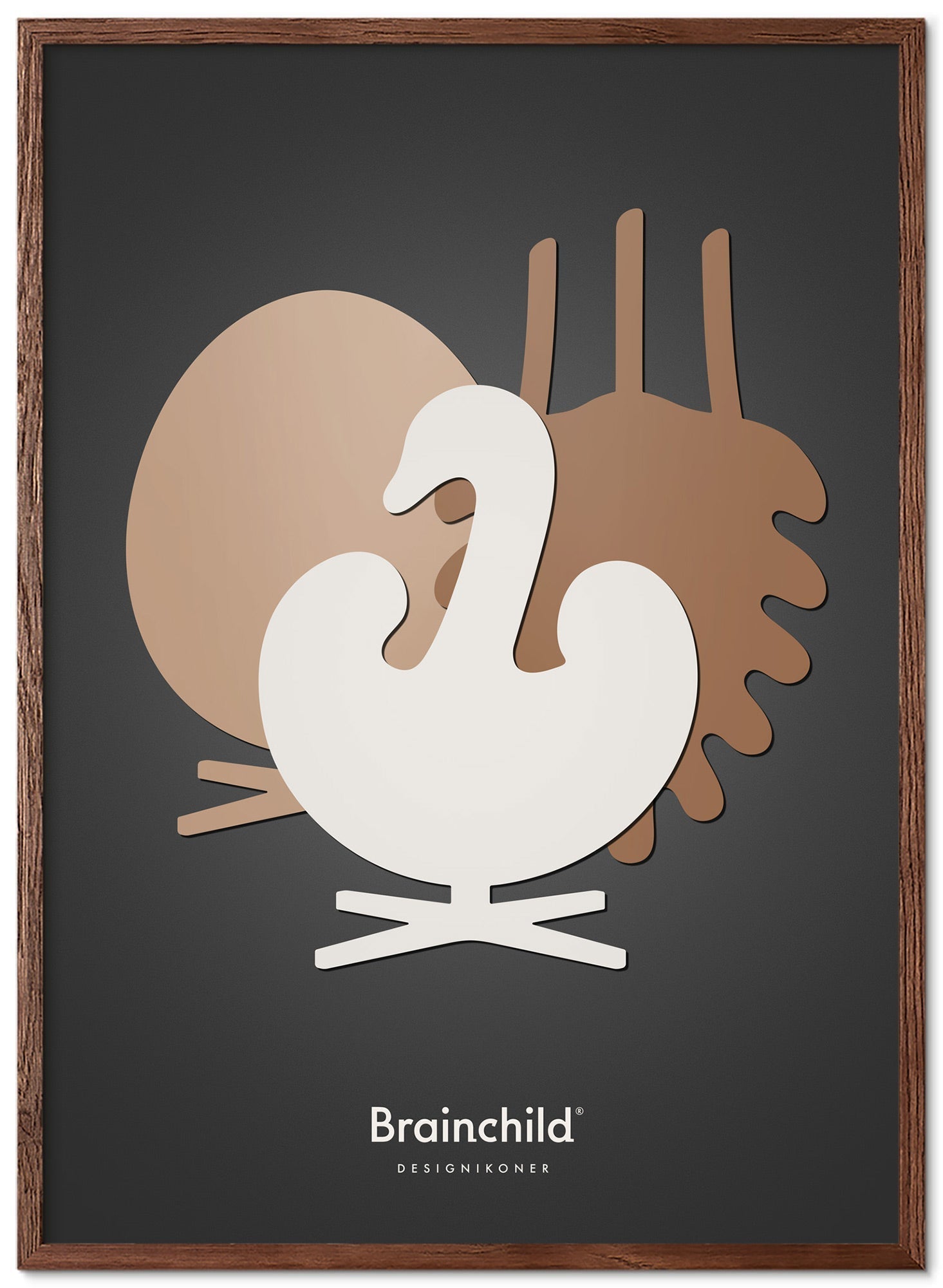[product_category]-Brainchild Design Icons Poster Symphony Frame In Dark Wood A5, Light Grey-Brainchild-DL-00001-B-BRA-1