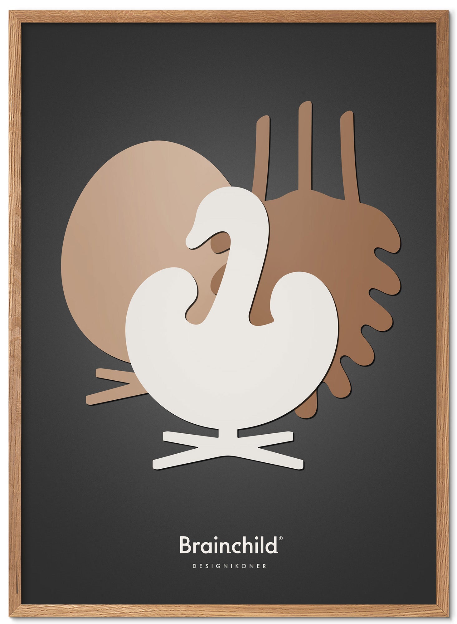 [product_category]-Brainchild Design Icons Poster Symphony Frame Made Of Light Wood 50x70 Cm, Dark Grey-Brainchild-DM-00003-A-BRA-1
