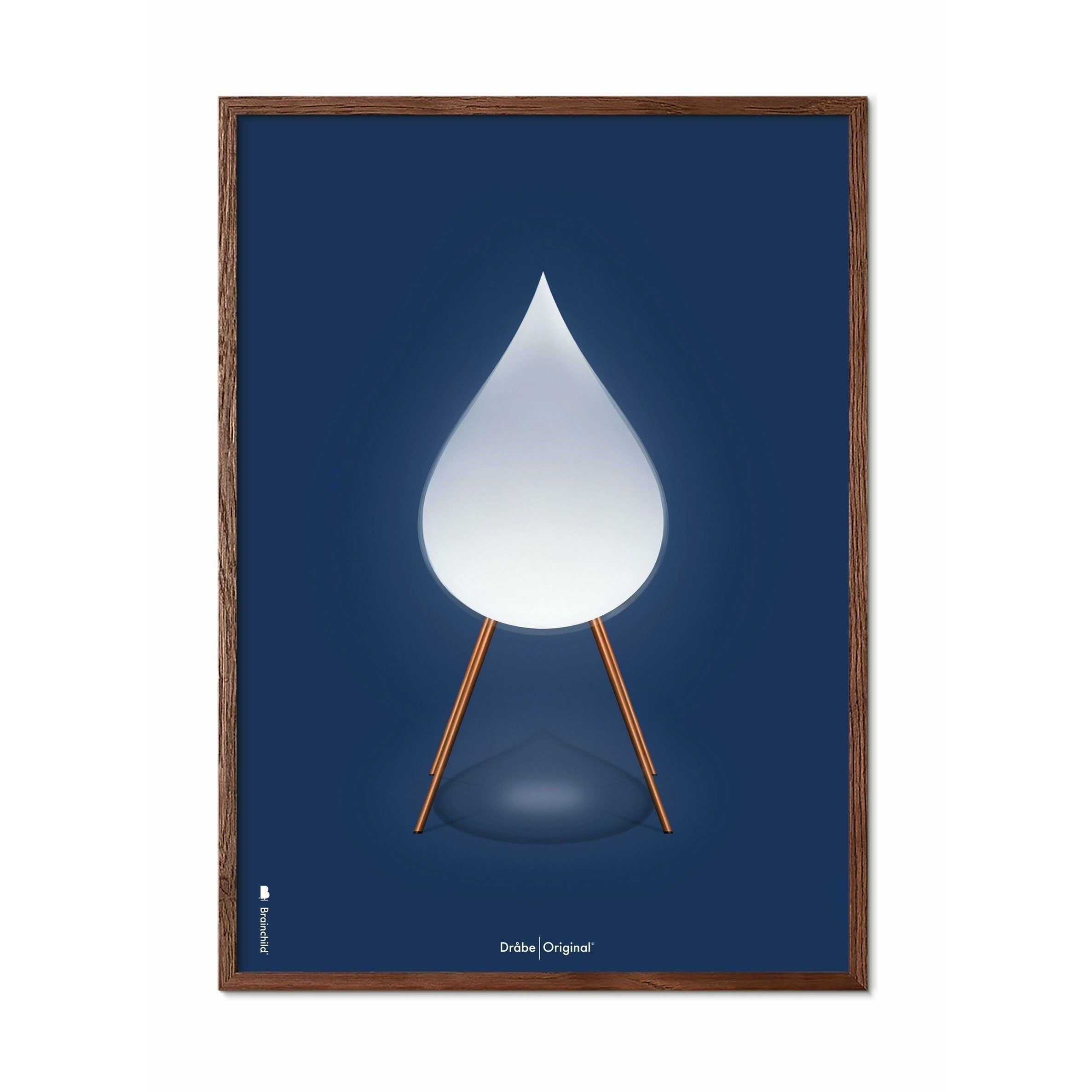 [product_category]-Brainchild Drop Classic Poster, Dark Wood Frame 30x40 Cm, Dark Blue Background-Brainchild-52002-B-BRA-1