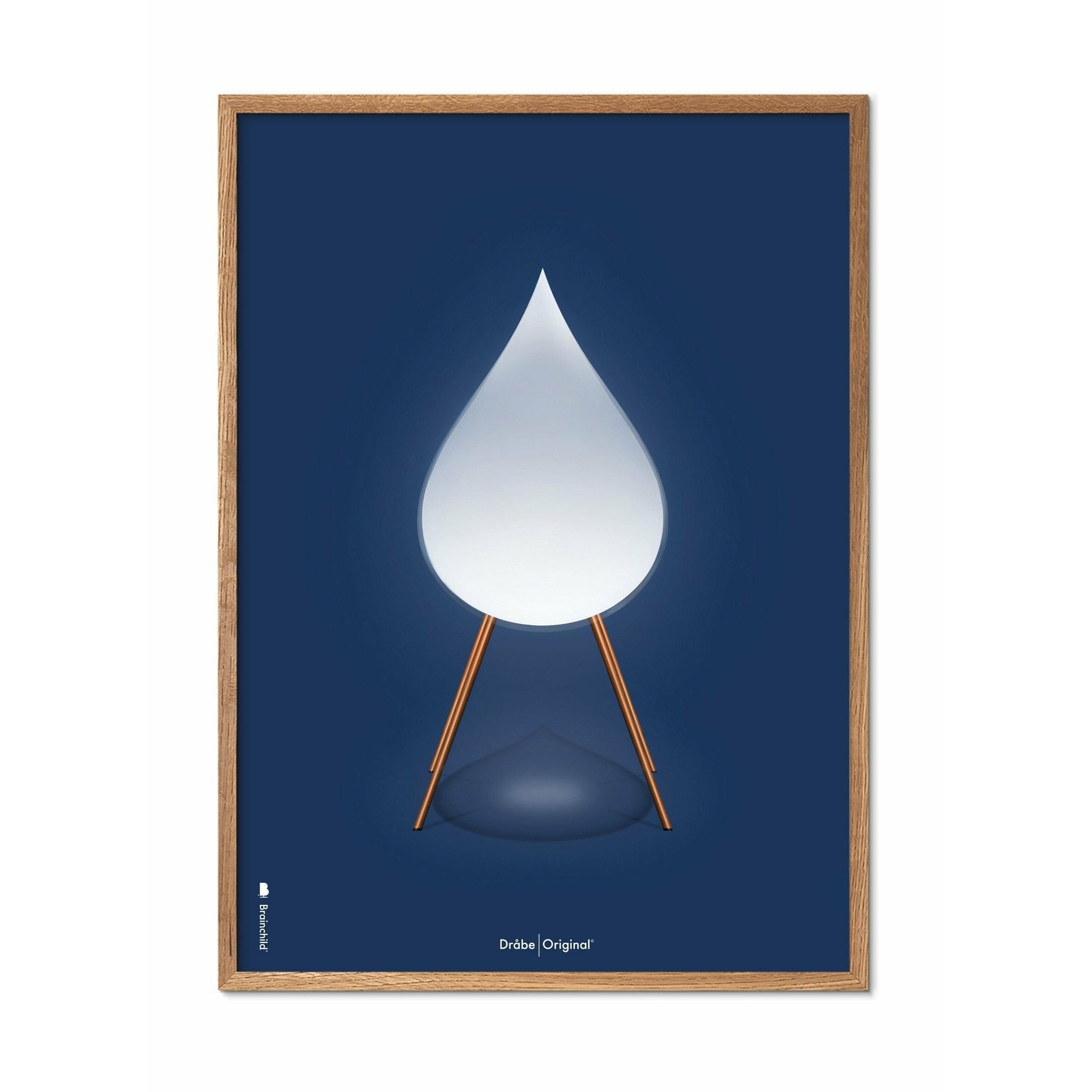 [product_category]-Brainchild Drop Classic Poster, Light Wood Frame A5, Dark Blue Background-Brainchild-52001-A-BRA-1