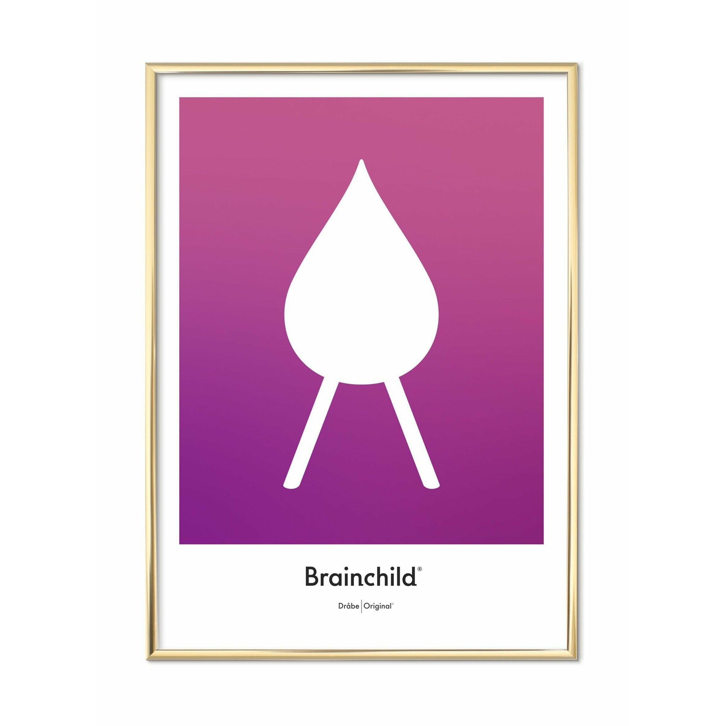 [product_category]-Brainchild Drop Design Icon Poster, Brass Colored Frame A5, Purple-Brainchild-IF-51001-D-BRA-1