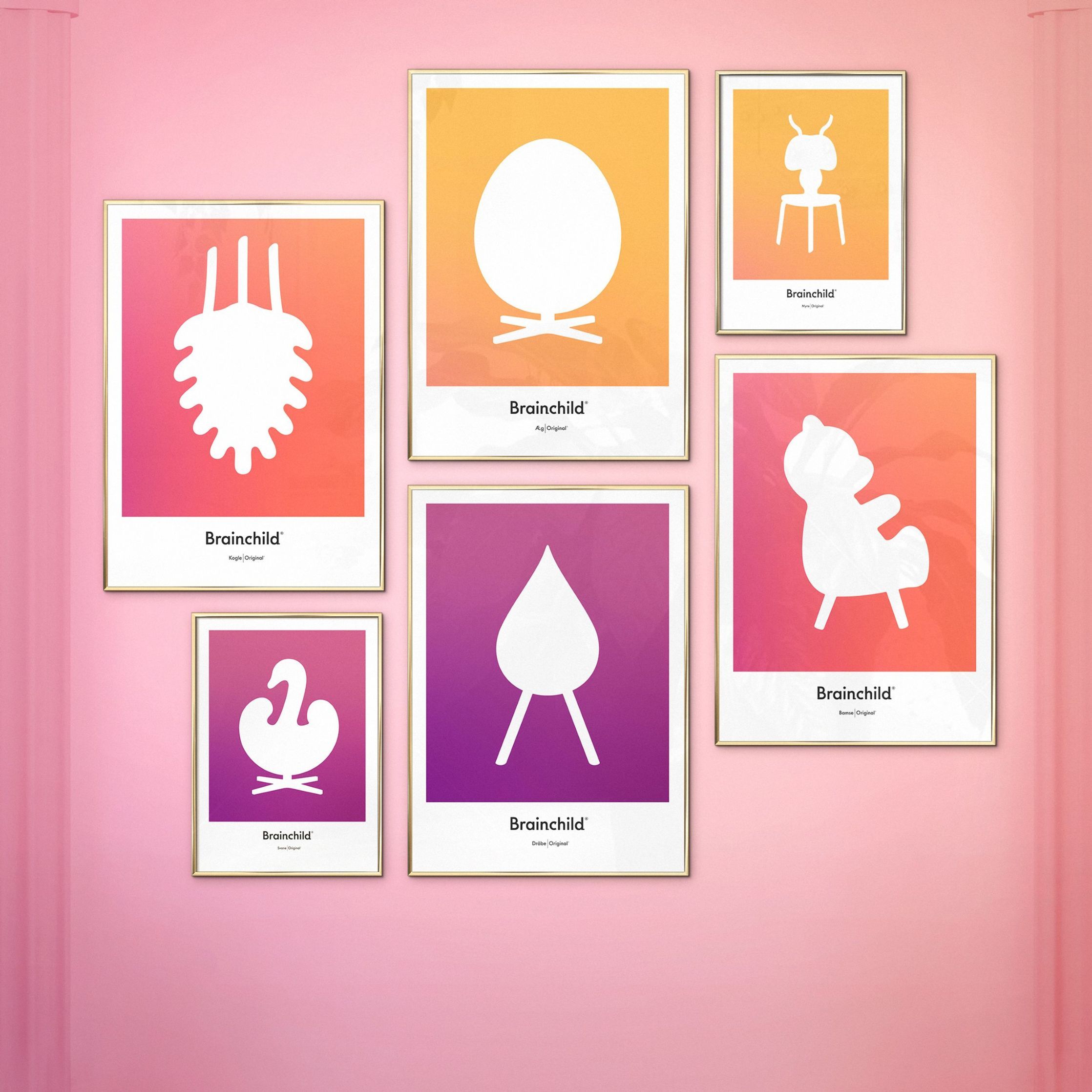 [product_category]-Brainchild Drop Design Icon Poster, Brass Colored Frame A5, Purple-Brainchild-IF-51001-D-BRA-2