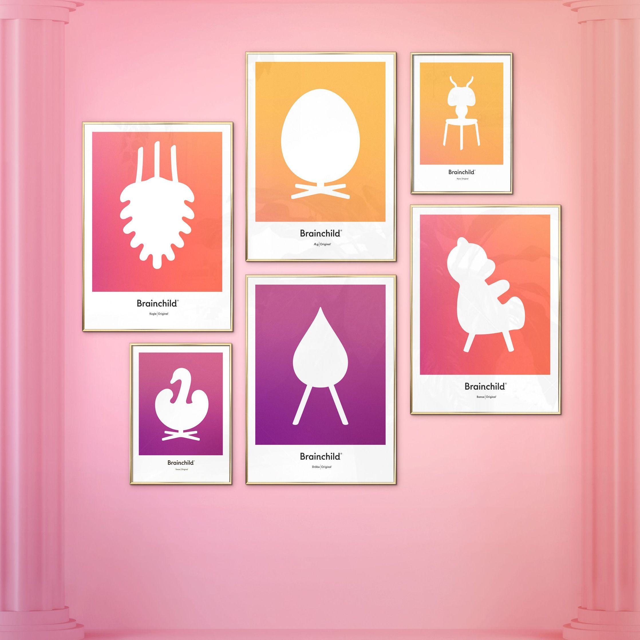 [product_category]-Brainchild Drop Design Icon Poster, Brass Colored Frame A5, Purple-Brainchild-IF-51001-D-BRA-4