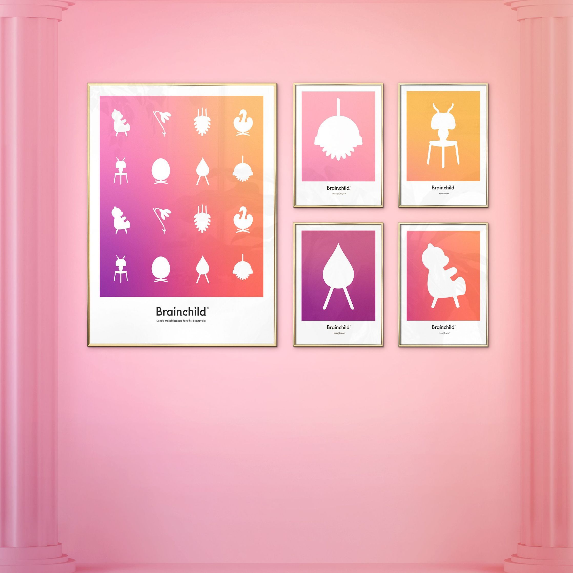 [product_category]-Brainchild Drop Design Icon Poster, Brass Colored Frame A5, Purple-Brainchild-IF-51001-D-BRA-6