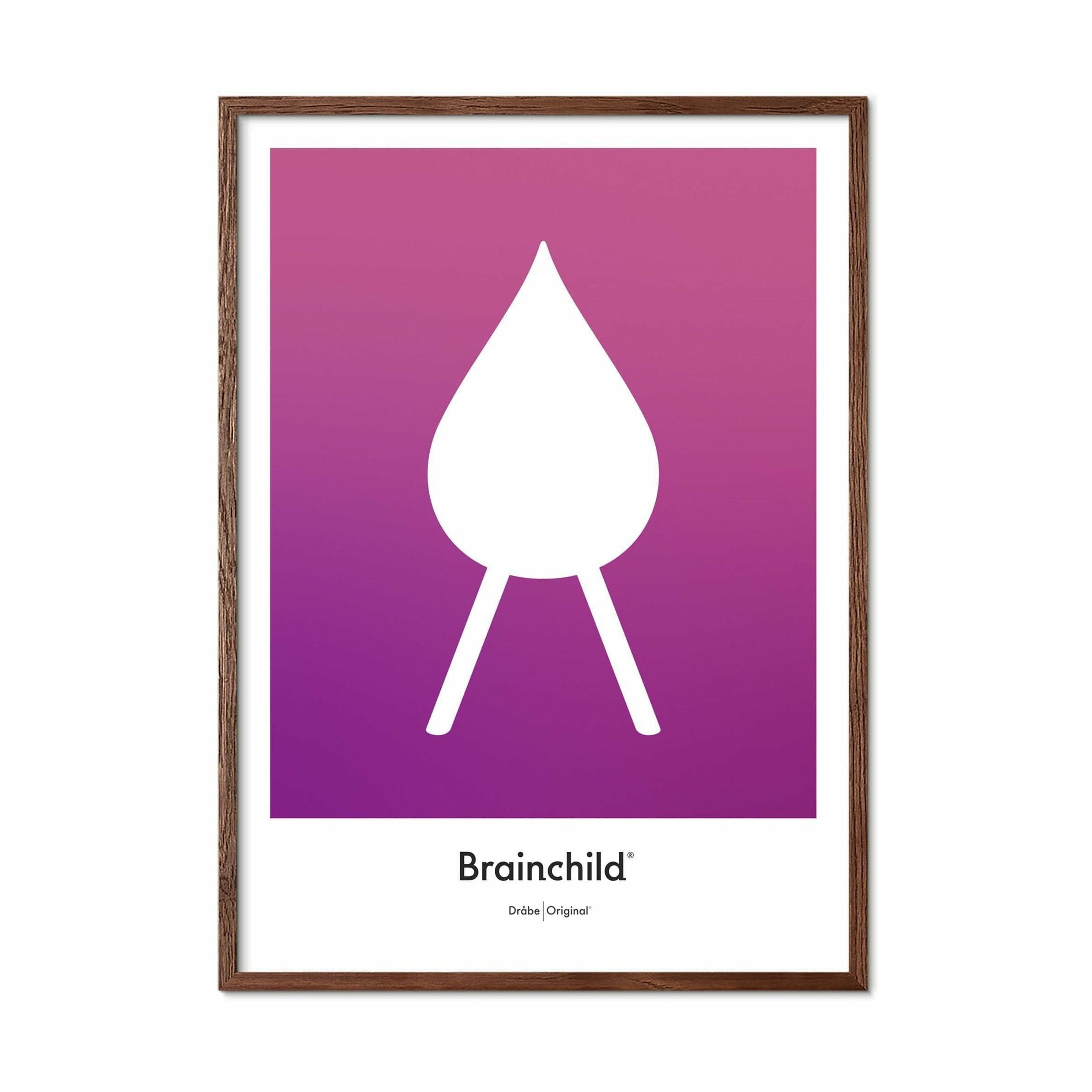 [product_category]-Brainchild Drop Design Icon Poster, Dark Wood Frame 70 X100 Cm, Purple-Brainchild-IF-51004-B-BRA-1