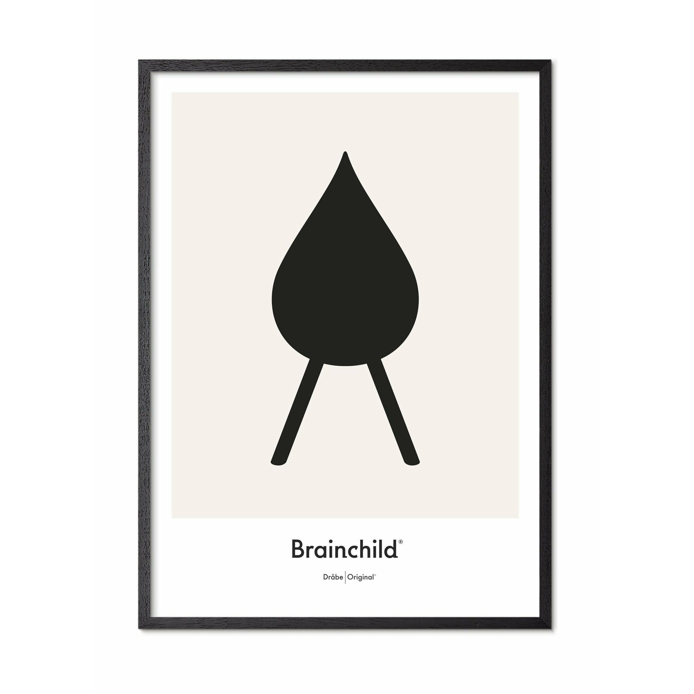 [product_category]-Brainchild Drop Design Icon Poster, Frame Made Of Black Lacquered Wood A5, Grey-Brainchild-IG-51001-C-BRA-1