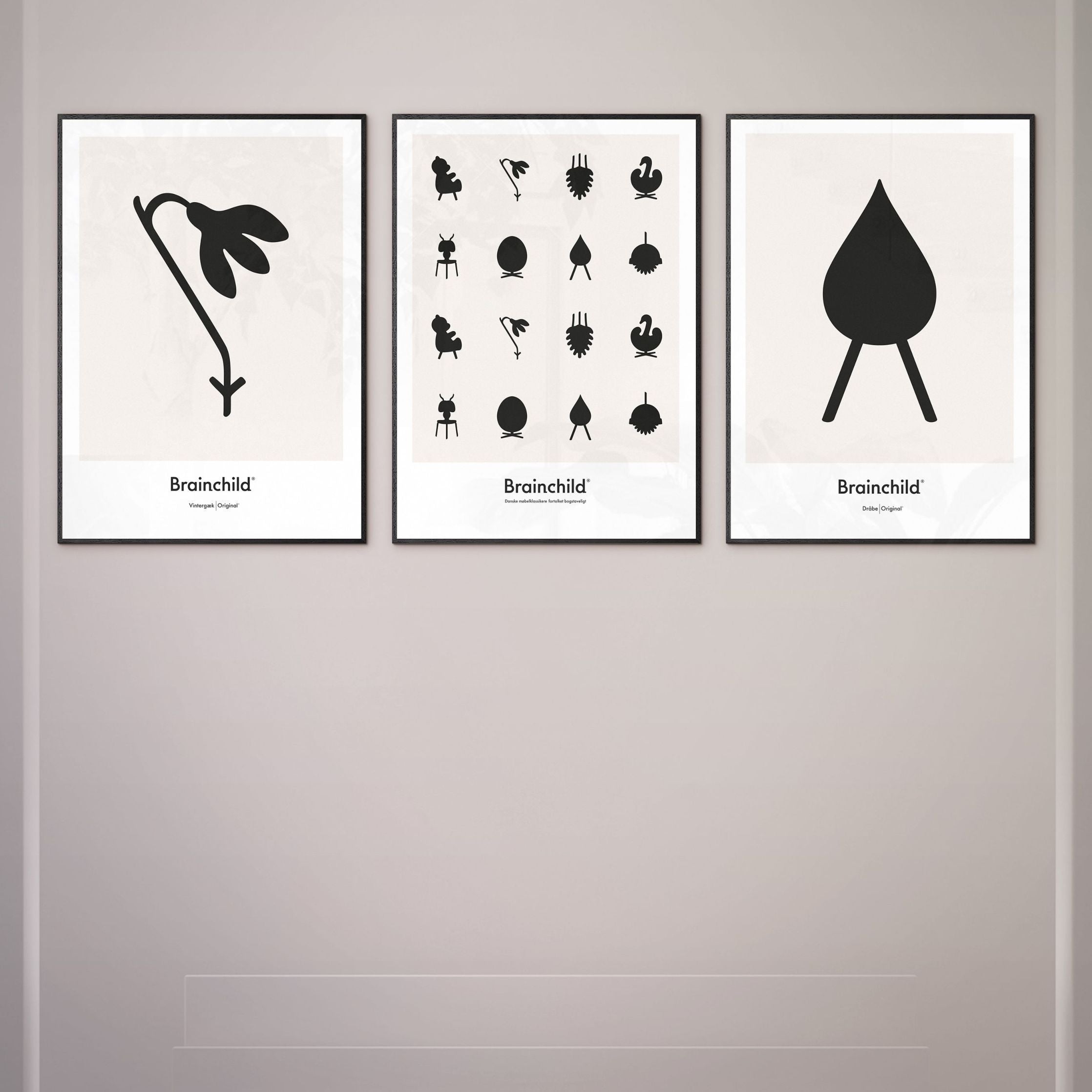 [product_category]-Brainchild Drop Design Icon Poster, Frame Made Of Dark Wood 50 X70 Cm, Grey-Brainchild-IG-51003-B-BRA-4