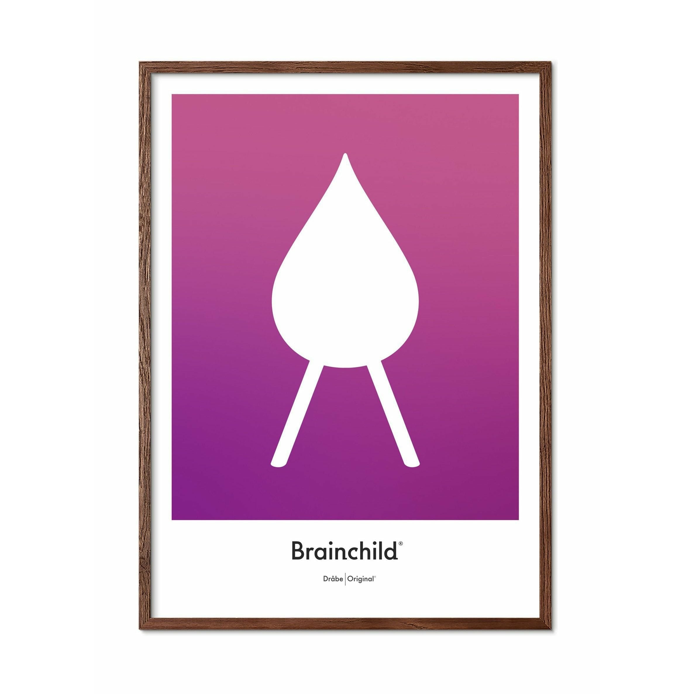 [product_category]-Brainchild Drop Design Icon Poster, Frame Made Of Dark Wood 50 X70 Cm, Purple-Brainchild-IF-51003-B-BRA-1