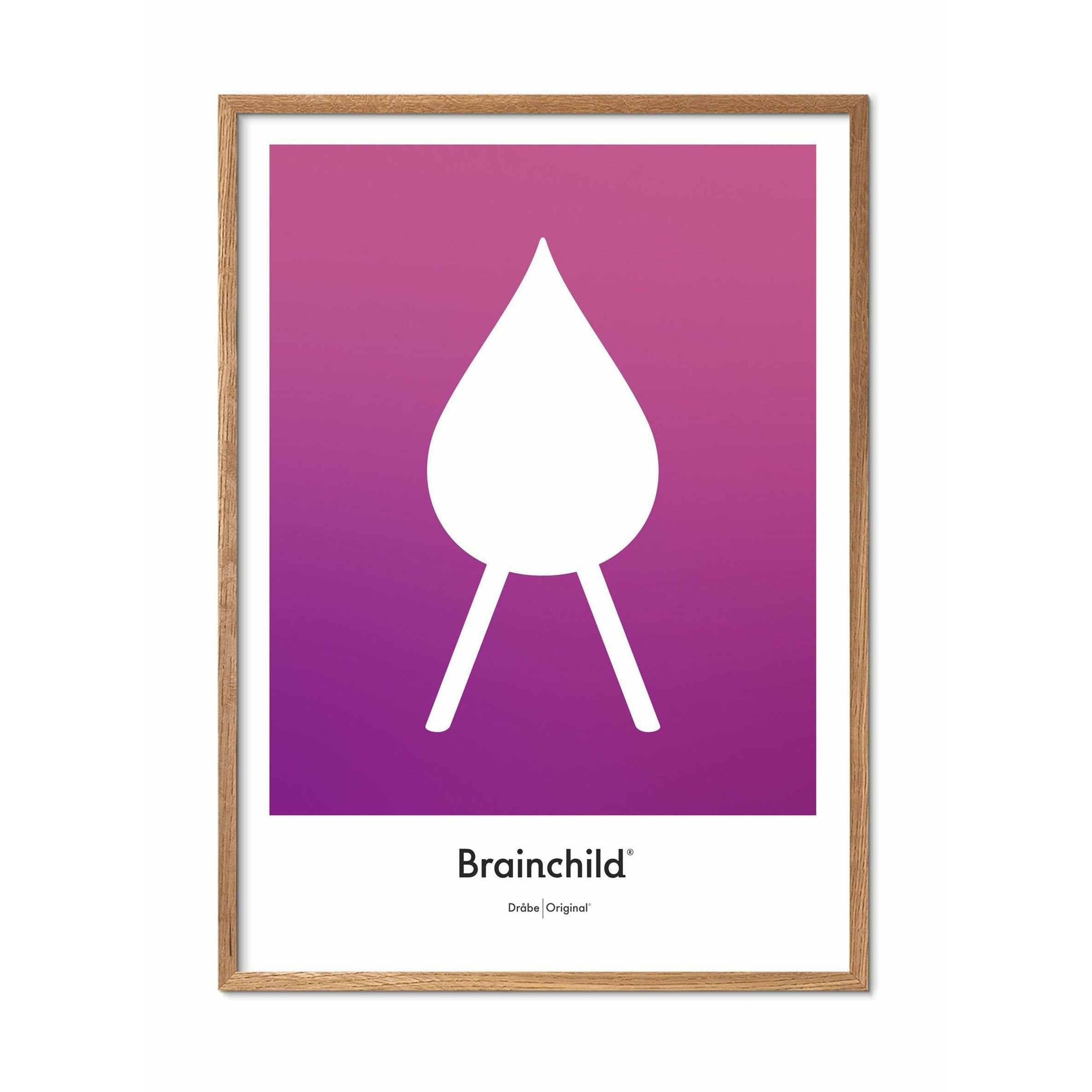 [product_category]-Brainchild Drop Design Icon Poster, Frame Made Of Light Wood 70 X100 Cm, Purple-Brainchild-IF-51004-A-BRA-1