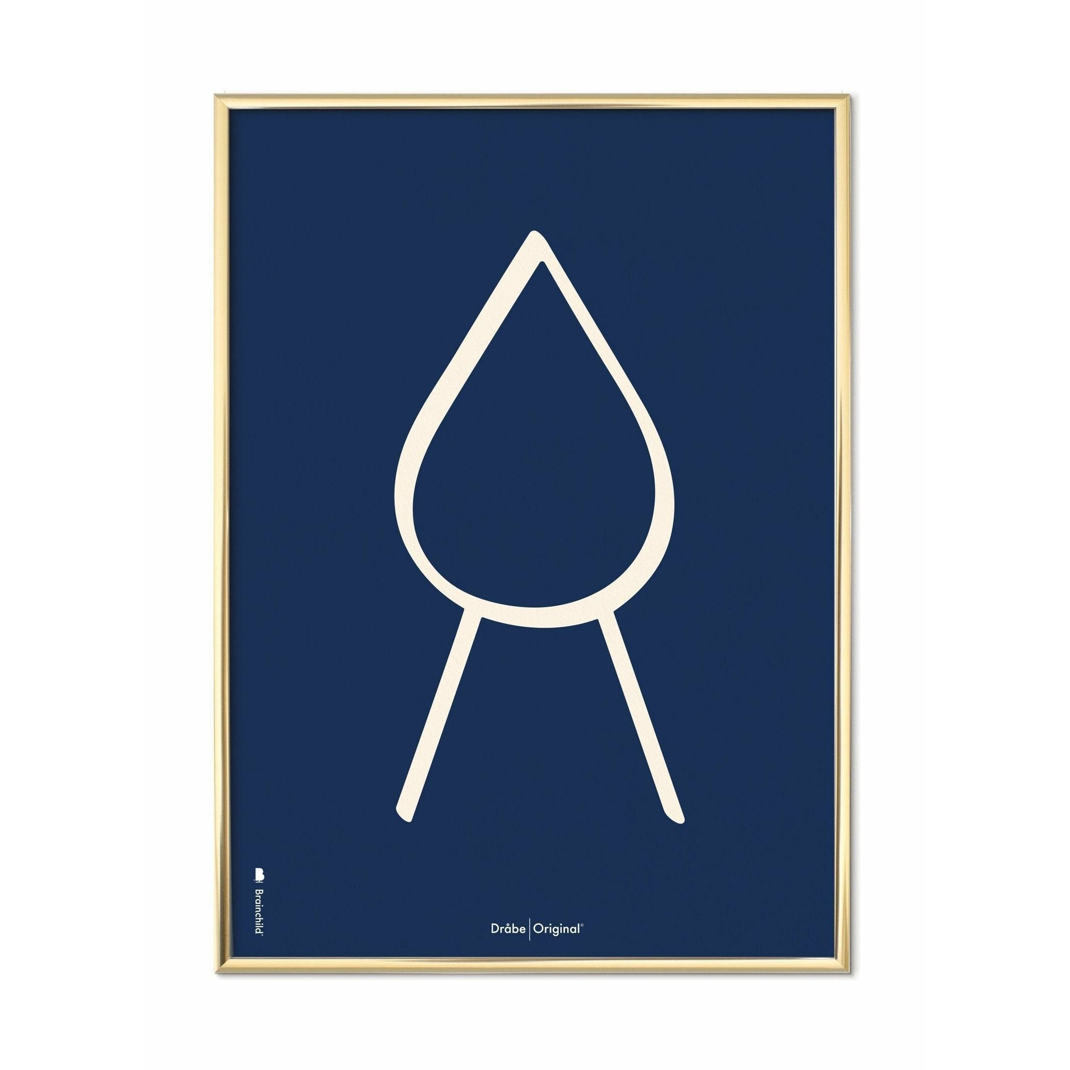 [product_category]-Brainchild Drop Line Poster, Brass Colored Frame 50x70 Cm, Blue Background-Brainchild-B-51003-D-BRA-1