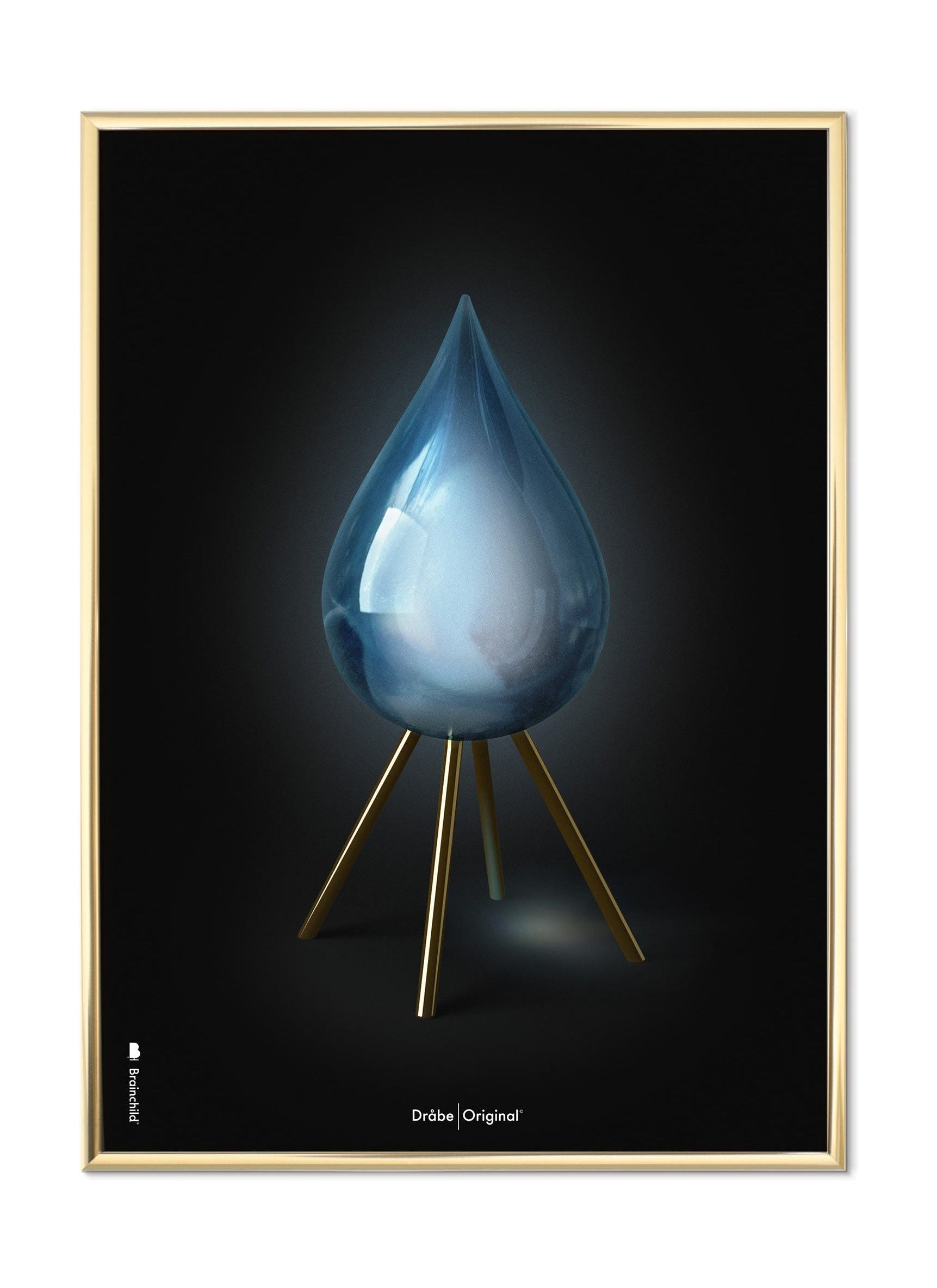 [product_category]-Brainchild Drops Classic Poster, Brass Colored Frame A5, Black Background-Brainchild-53001-D-BRA-1