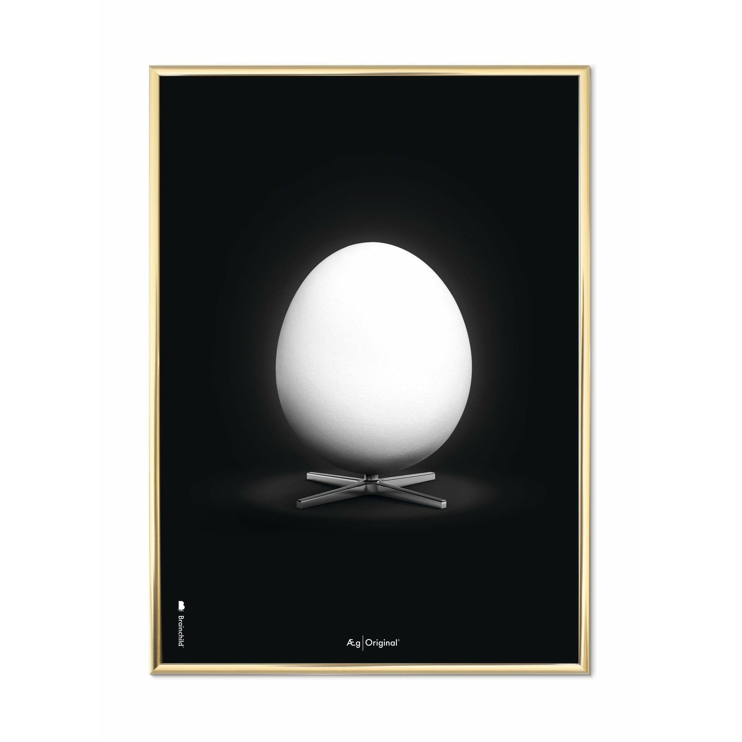 [product_category]-Brainchild Egg Classic Poster, Brass Colored Frame A5, Black Background-Brainchild-12001-D-BRA-1