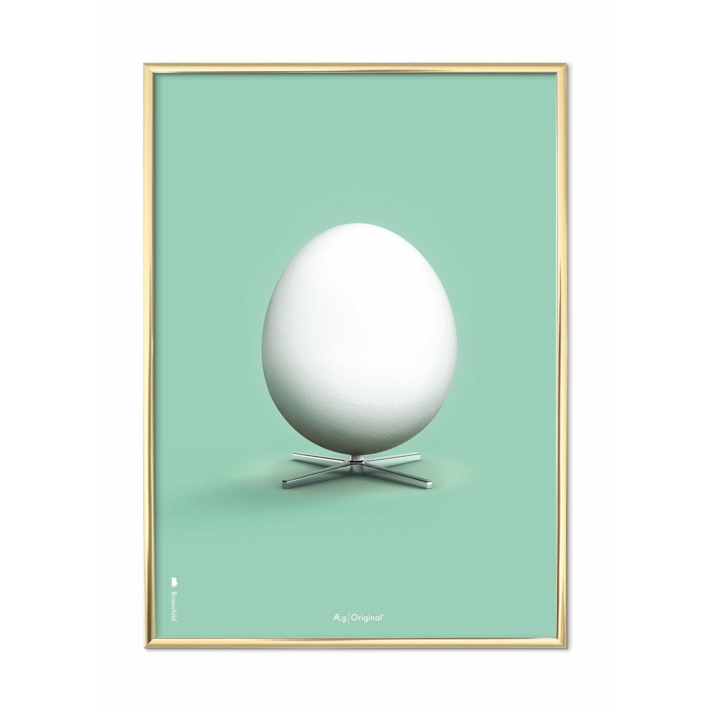 [product_category]-Brainchild Egg Classic Poster, Brass Frame 30x40 Cm, Mint Green Background-Brainchild-14002-D-BRA-1