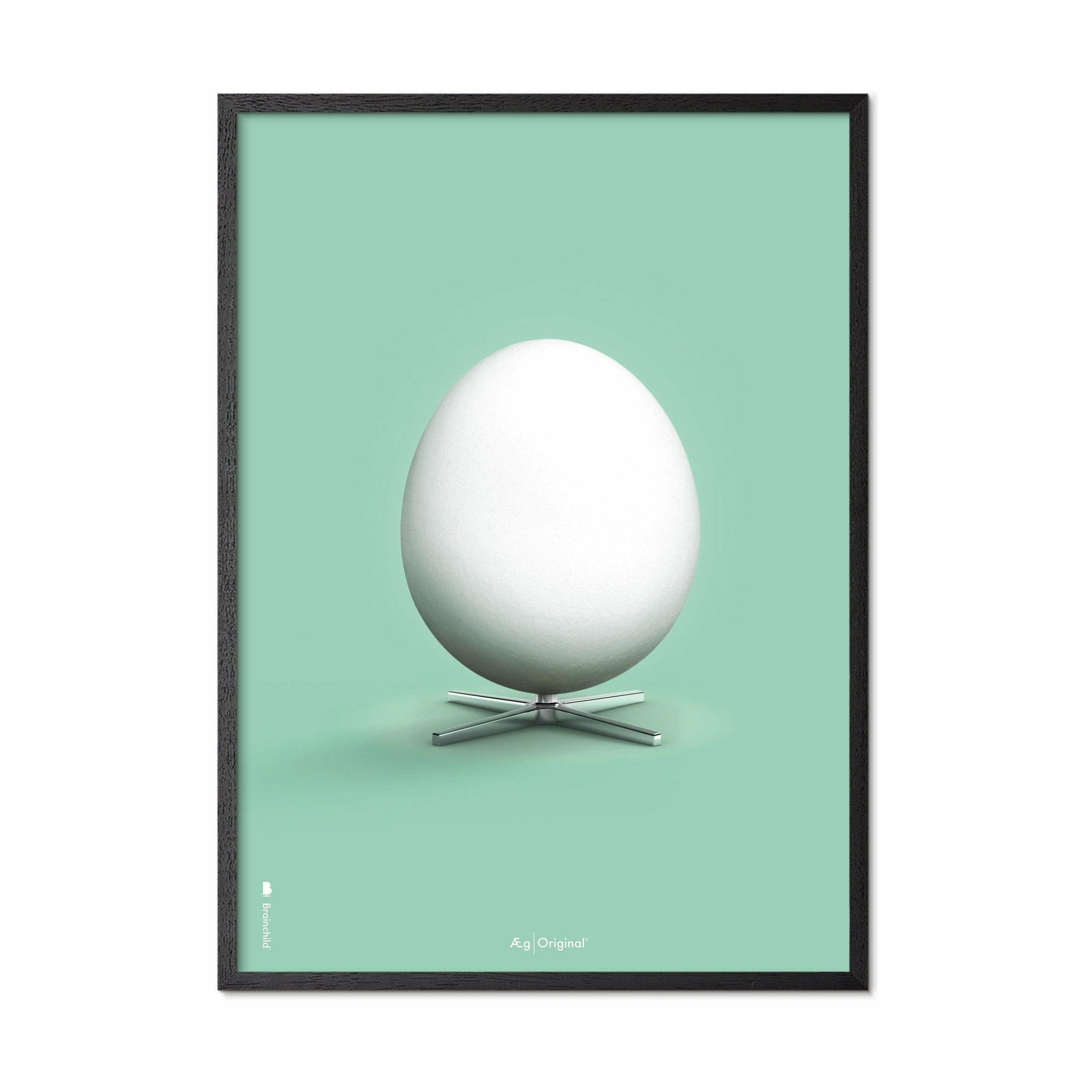 [product_category]-Brainchild Egg Classic Poster, Frame In Black Lacquered Wood 50x70 Cm, Mint Green Background-Brainchild-14003-C-BRA-1