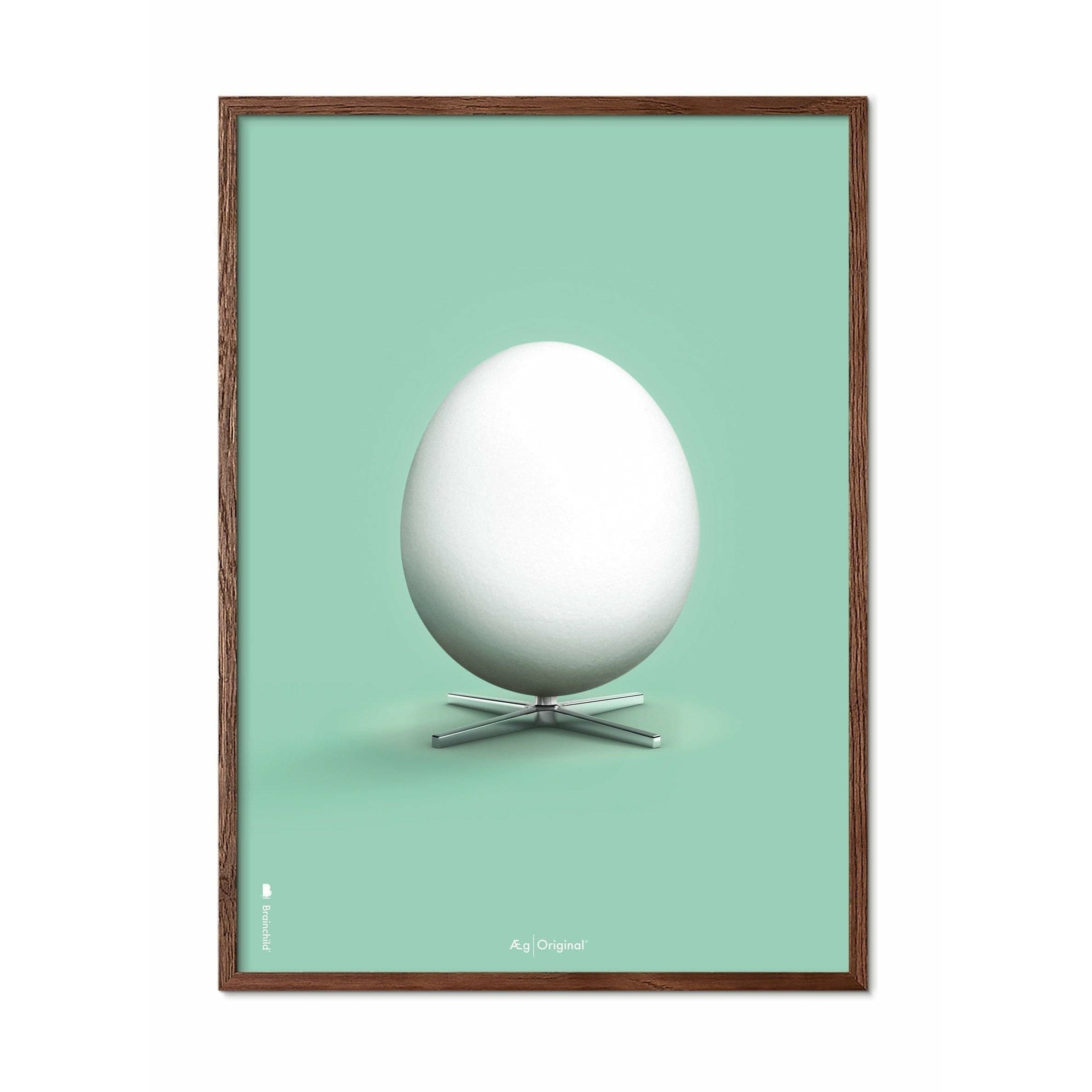 [product_category]-Brainchild Egg Classic Poster, Frame Made Of Dark Wood 50x70 Cm, Mint Green Background-Brainchild-14003-B-BRA-1