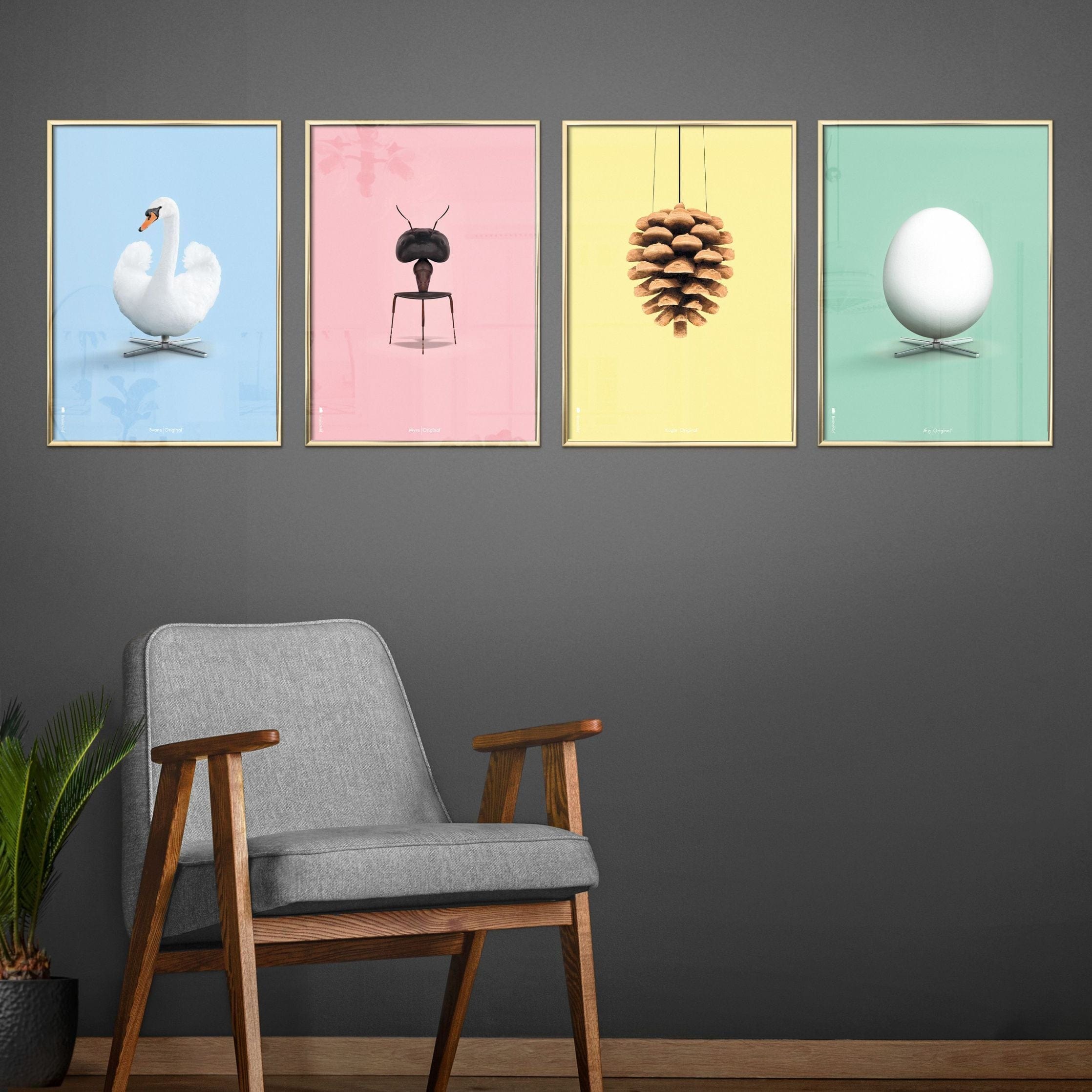 [product_category]-Brainchild Egg Classic Poster, Frame Made Of Dark Wood 50x70 Cm, Mint Green Background-Brainchild-14003-B-BRA-4