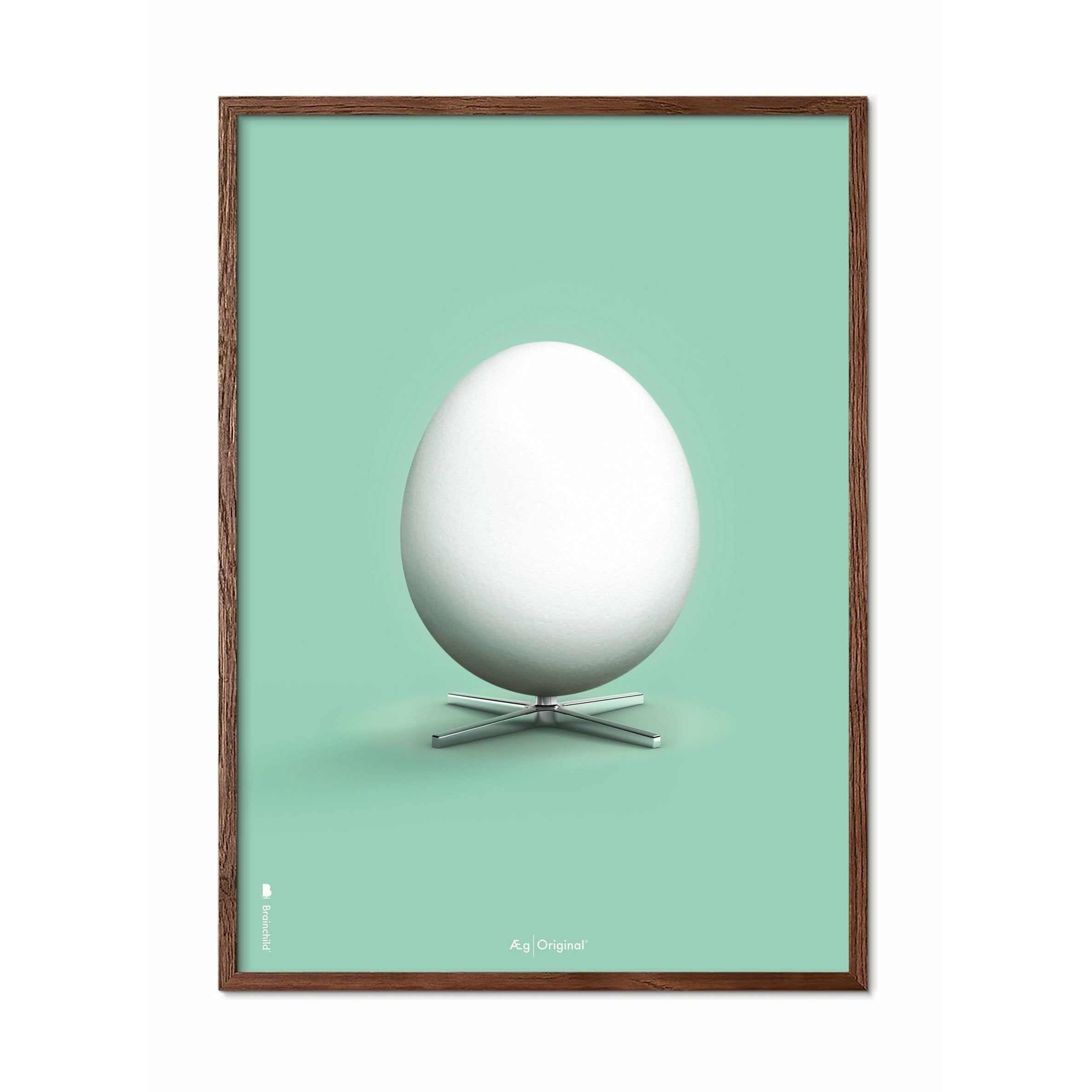 [product_category]-Brainchild Egg Classic Poster, Frame Made Of Dark Wood 70x100 Cm, Mint Green Background-Brainchild-14004-B-BRA-1