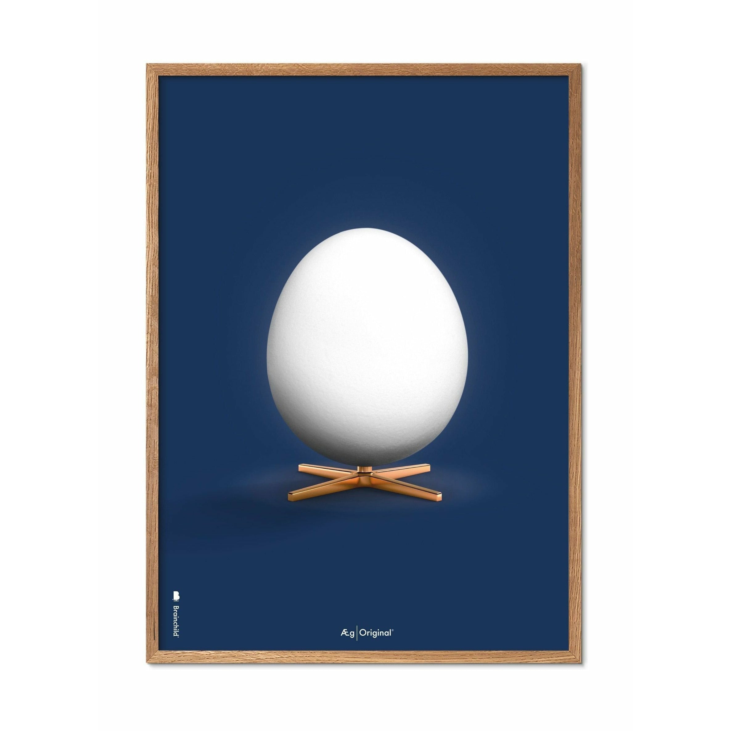 [product_category]-Brainchild Egg Classic Poster, Frame Made Of Light Wood 70 X100 Cm, Dark Blue Background-Brainchild-19004-A-BRA-1